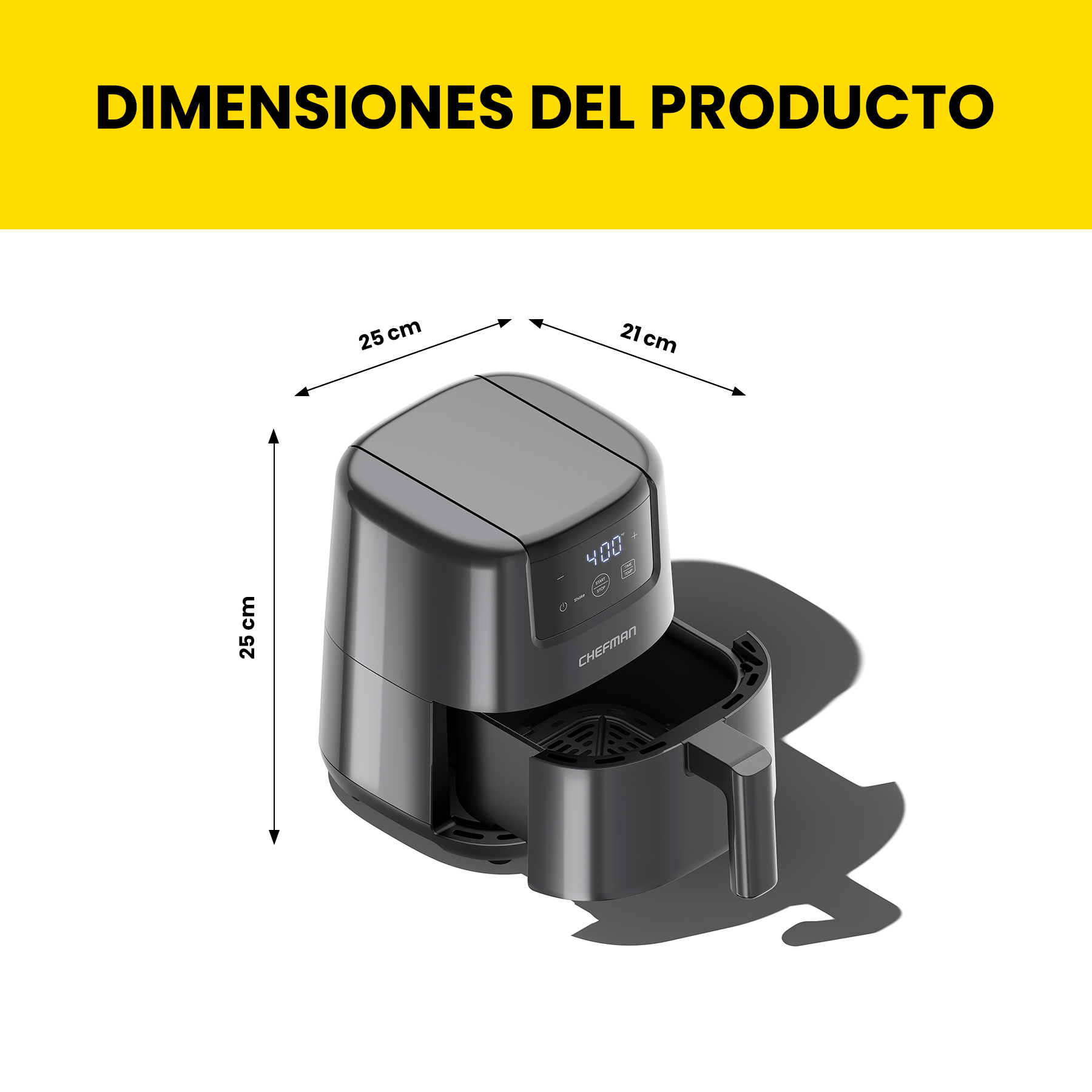 Foto 7 | Minifreidora de Aire Chefman Digital de 2 Cuartos Gris