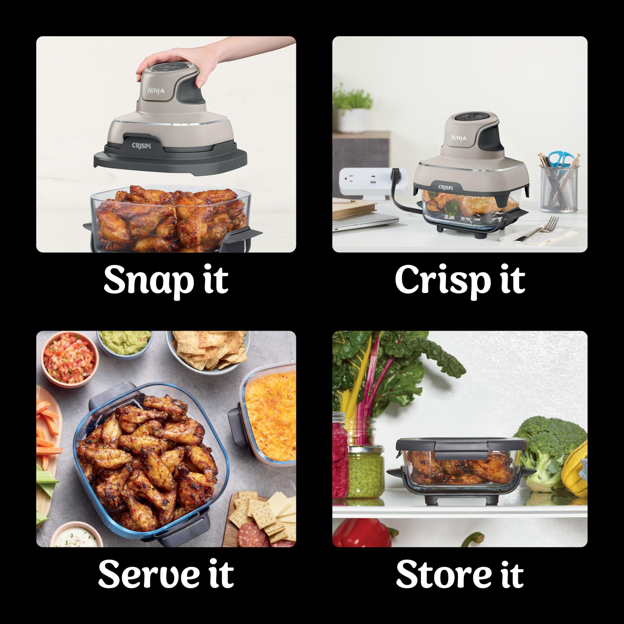 Foto 7 | Freidora Ninja Crispi de Cooking System 4 Litros y 1,5 Litros Contenedores de Vidrio - Venta Internacional