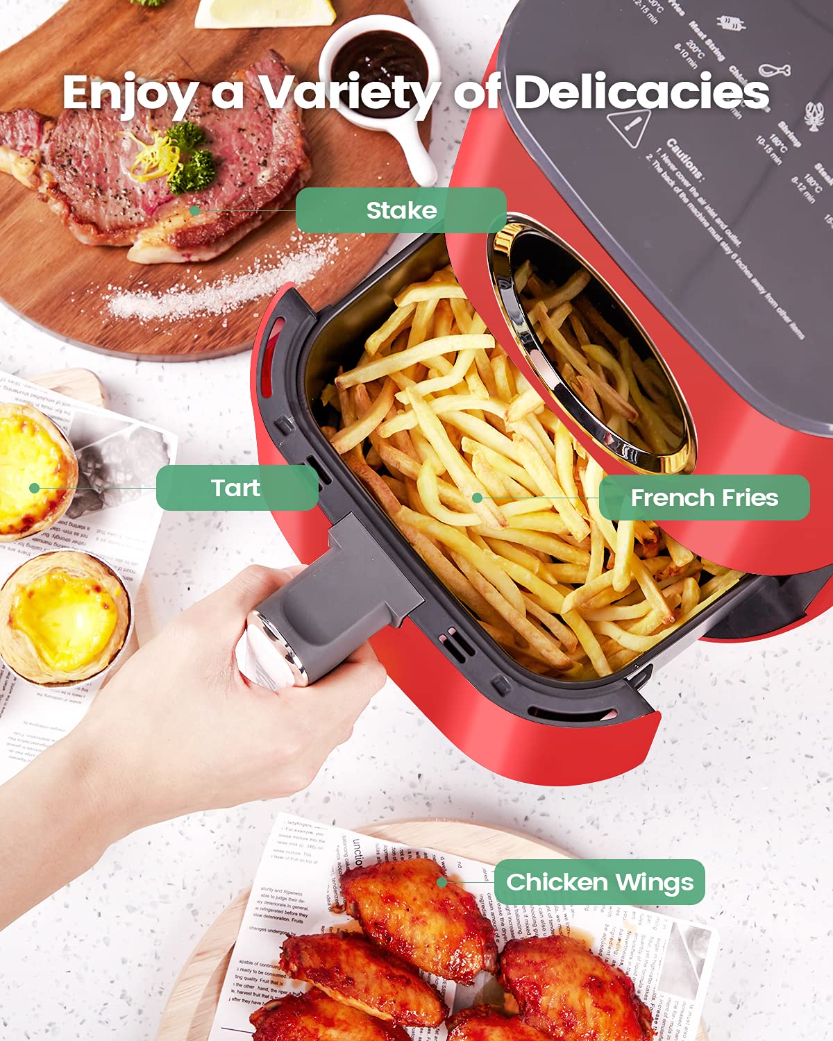 Foto 3 pulgar | Horno Eléctrico Air Fryer Kooc, Grande, 4,5 L, Rojo - Venta Internacional.