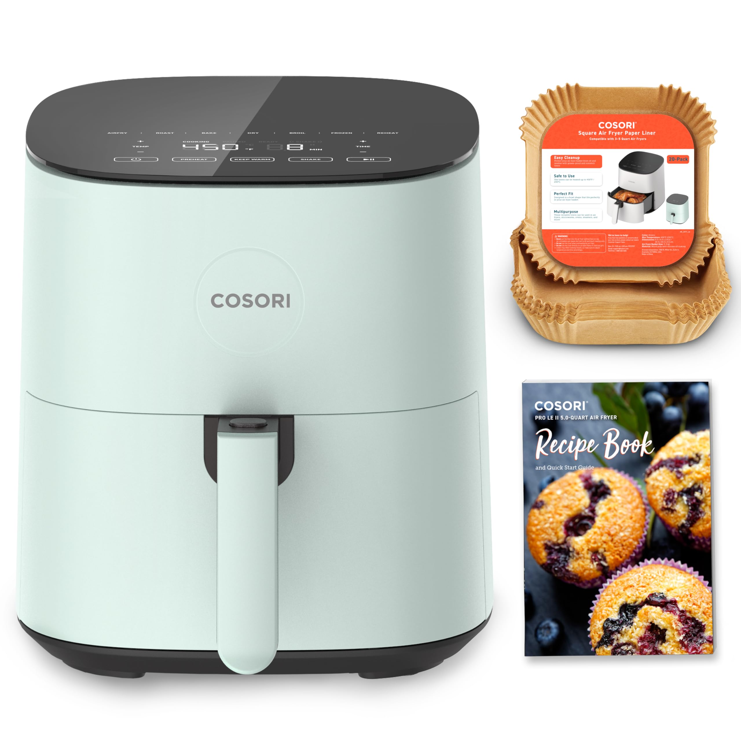 Freidora Cosori Air Fryer Pro Le De 5 Cuartos De Galón Con 20 Forros, Color Verde - Venta Internacional. $4,072
