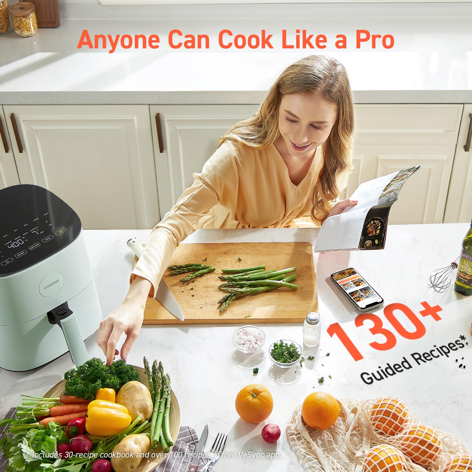 Foto 6 pulgar | Freidora Cosori Air Fryer Pro Le De 5 Cuartos De Galón Con 20 Forros, Color Verde - Venta Internacional.