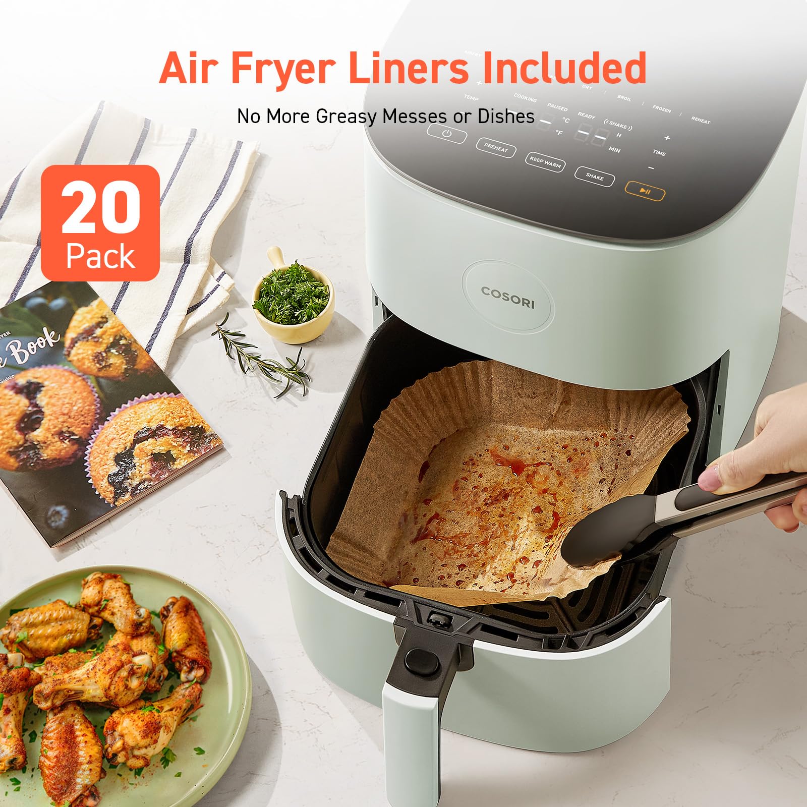 Foto 8 pulgar | Freidora Cosori Air Fryer Pro Le De 5 Cuartos De Galón Con 20 Forros, Color Verde - Venta Internacional.