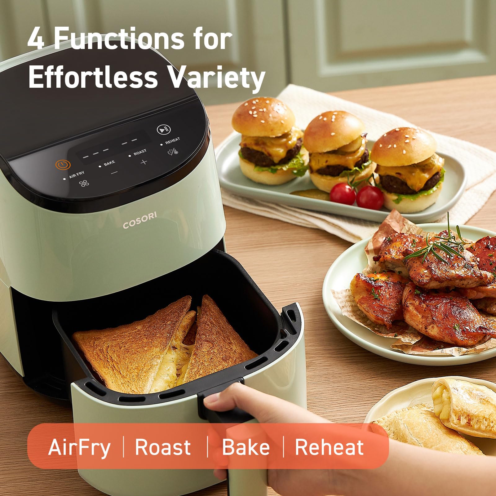 Foto 5 pulgar | Air Fryer Cosori, 2.1 L, 4 En 1, Horneado Y Asado, Recalentado, Verde, 900 W - Venta Internacional.