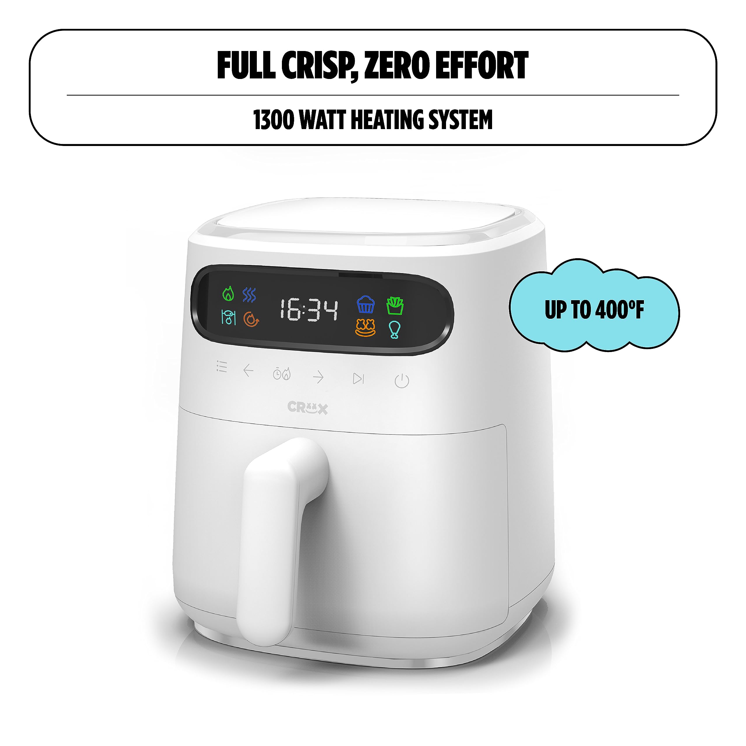 Foto 2 | Freidora De Aire Crux X Marshmello, 3.0 Cuartos De Galón, Digital Turbocrisp, Color Blanco - Venta Internacional.