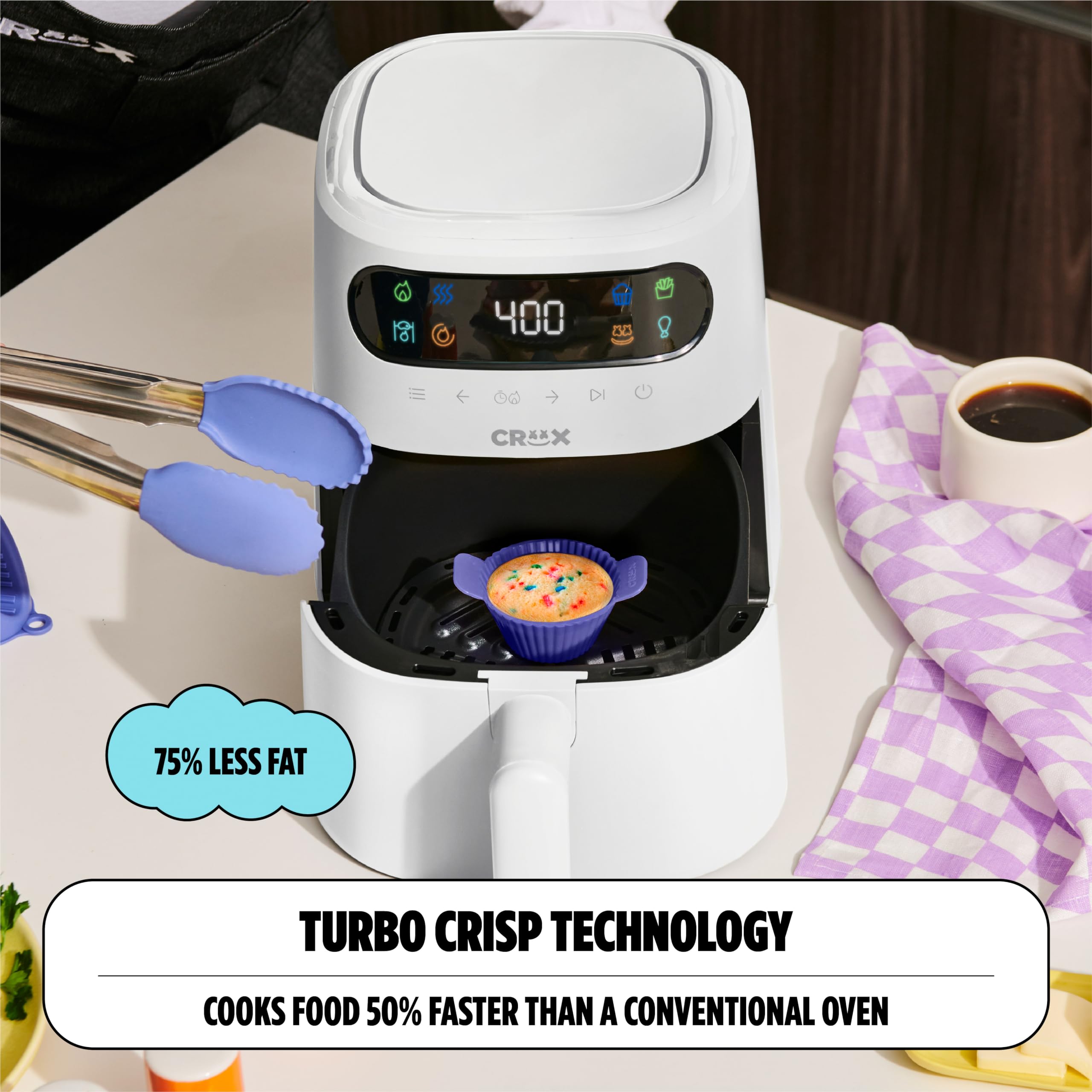 Foto 4 | Freidora De Aire Crux X Marshmello, 3.0 Cuartos De Galón, Digital Turbocrisp, Color Blanco - Venta Internacional.