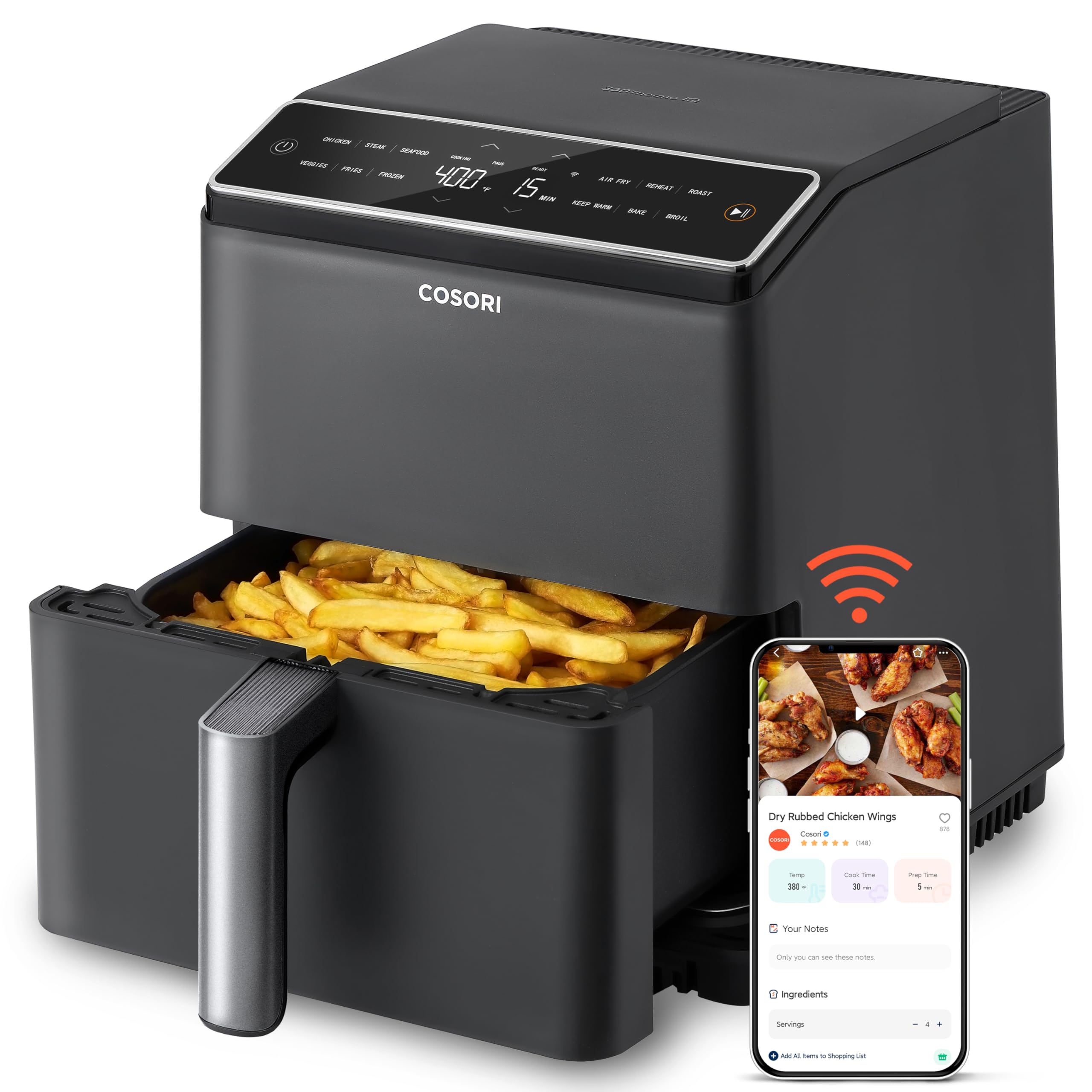 Foto 2 pulgar | Comidas Crujientes Air Fryer Cosori De 6,8 Cuartos De Galón, 12 En 1, Dual Blaze 360° - Venta Internacional.