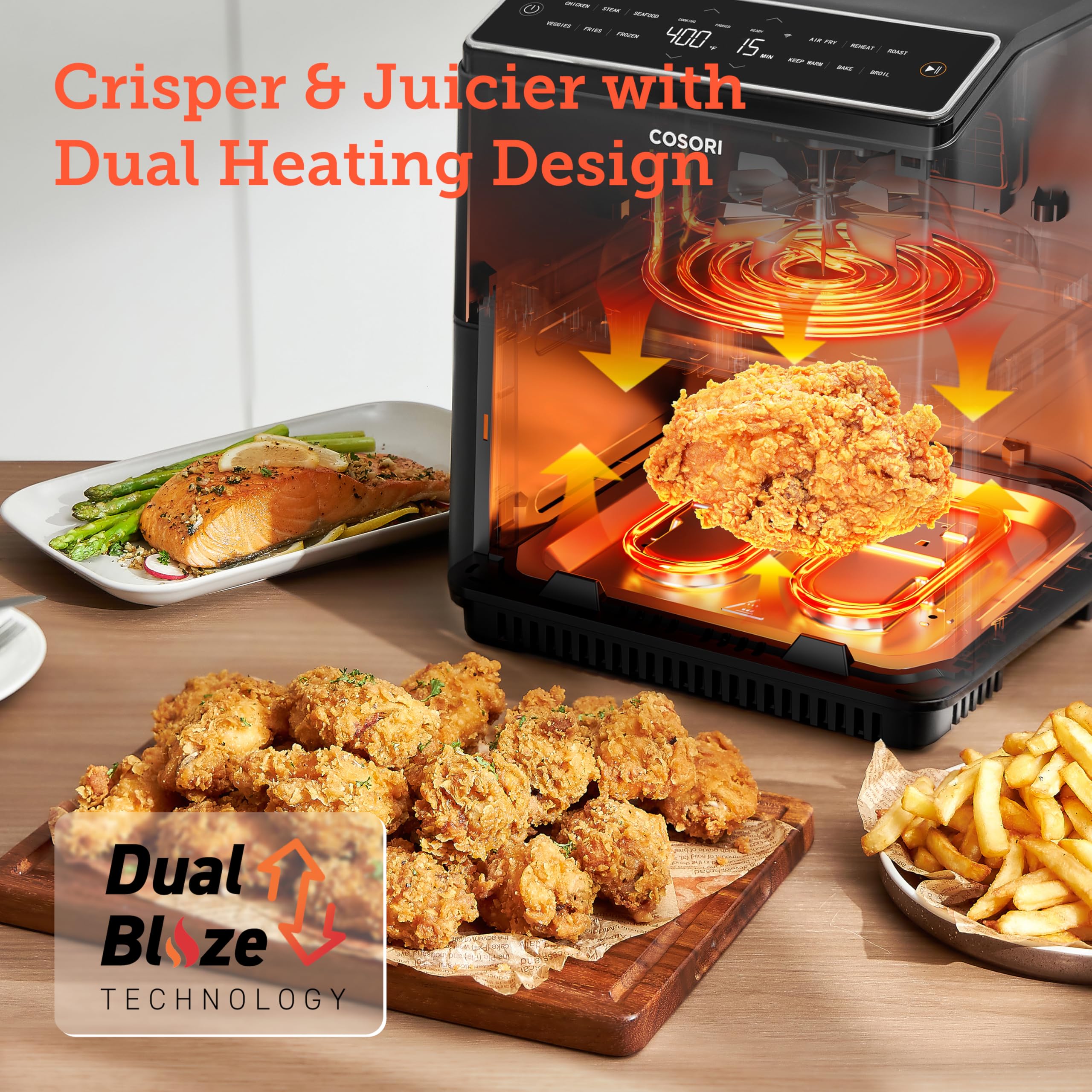 Foto 3 pulgar | Comidas Crujientes Air Fryer Cosori De 6,8 Cuartos De Galón, 12 En 1, Dual Blaze 360° - Venta Internacional.