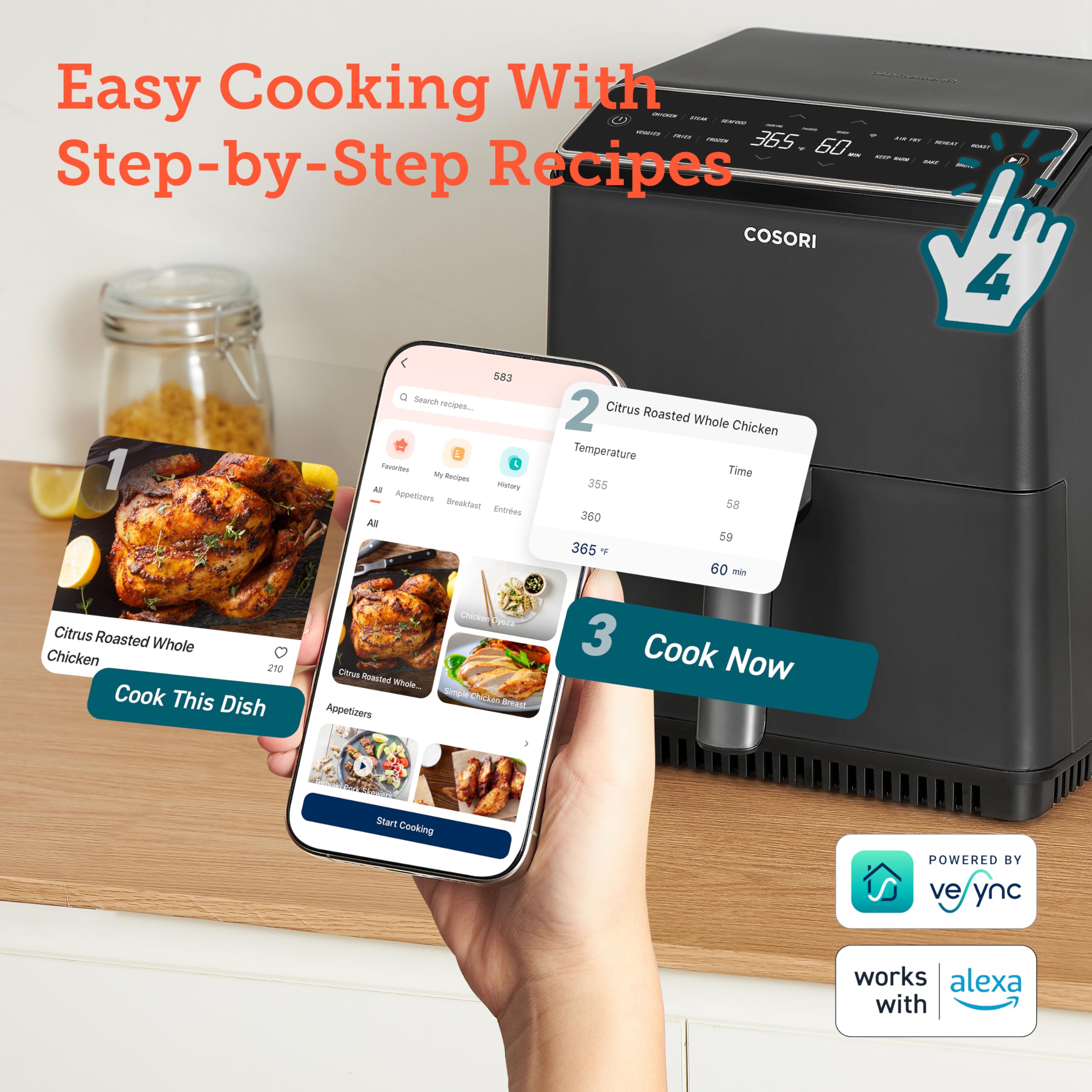 Foto 8 pulgar | Comidas Crujientes Air Fryer Cosori De 6,8 Cuartos De Galón, 12 En 1, Dual Blaze 360° - Venta Internacional.