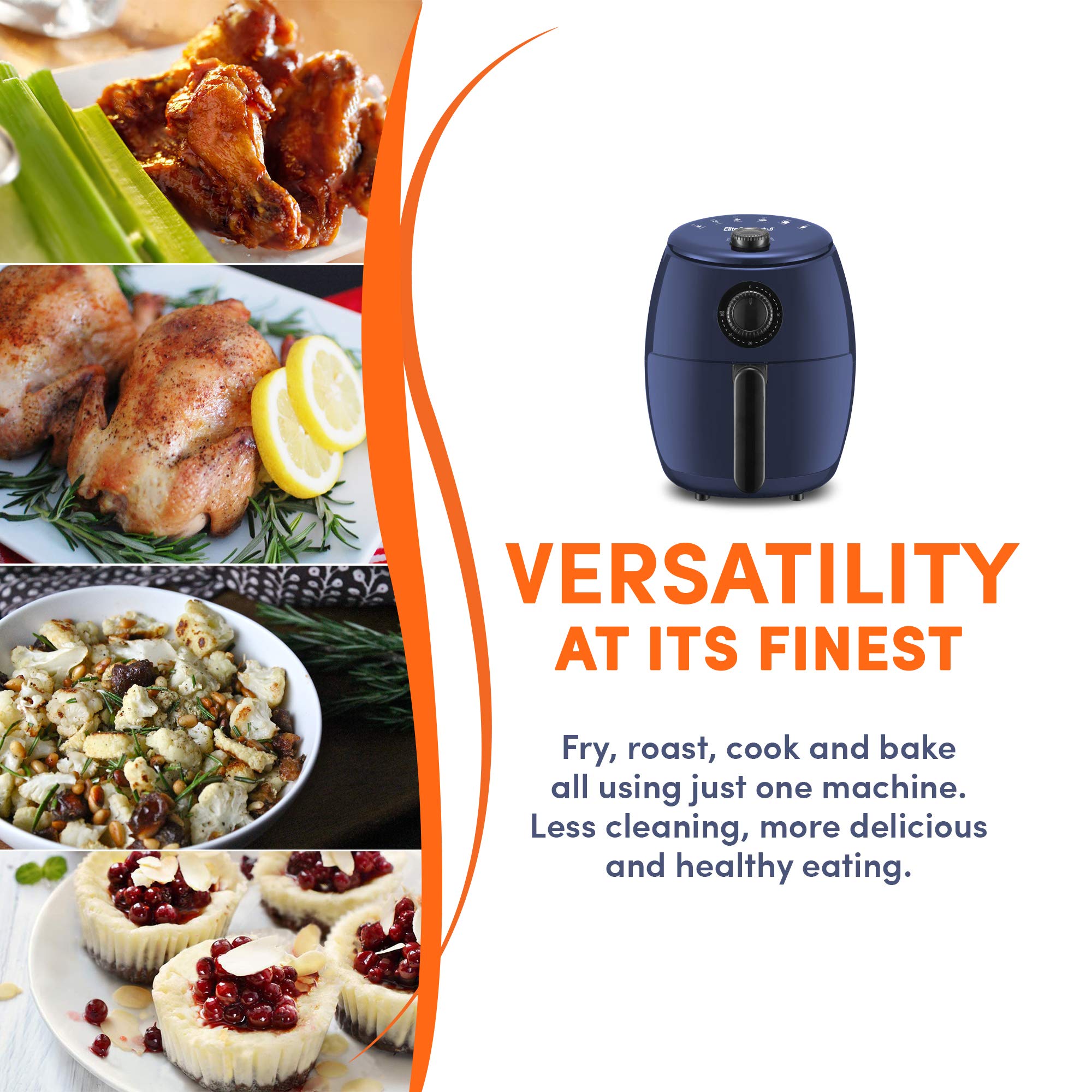 Foto 6 pulgar | Air Fryer Elite Gourmet Eaf-0201bg# Personal 2,1 L 1000 W Azul Gris - Venta Internacional.