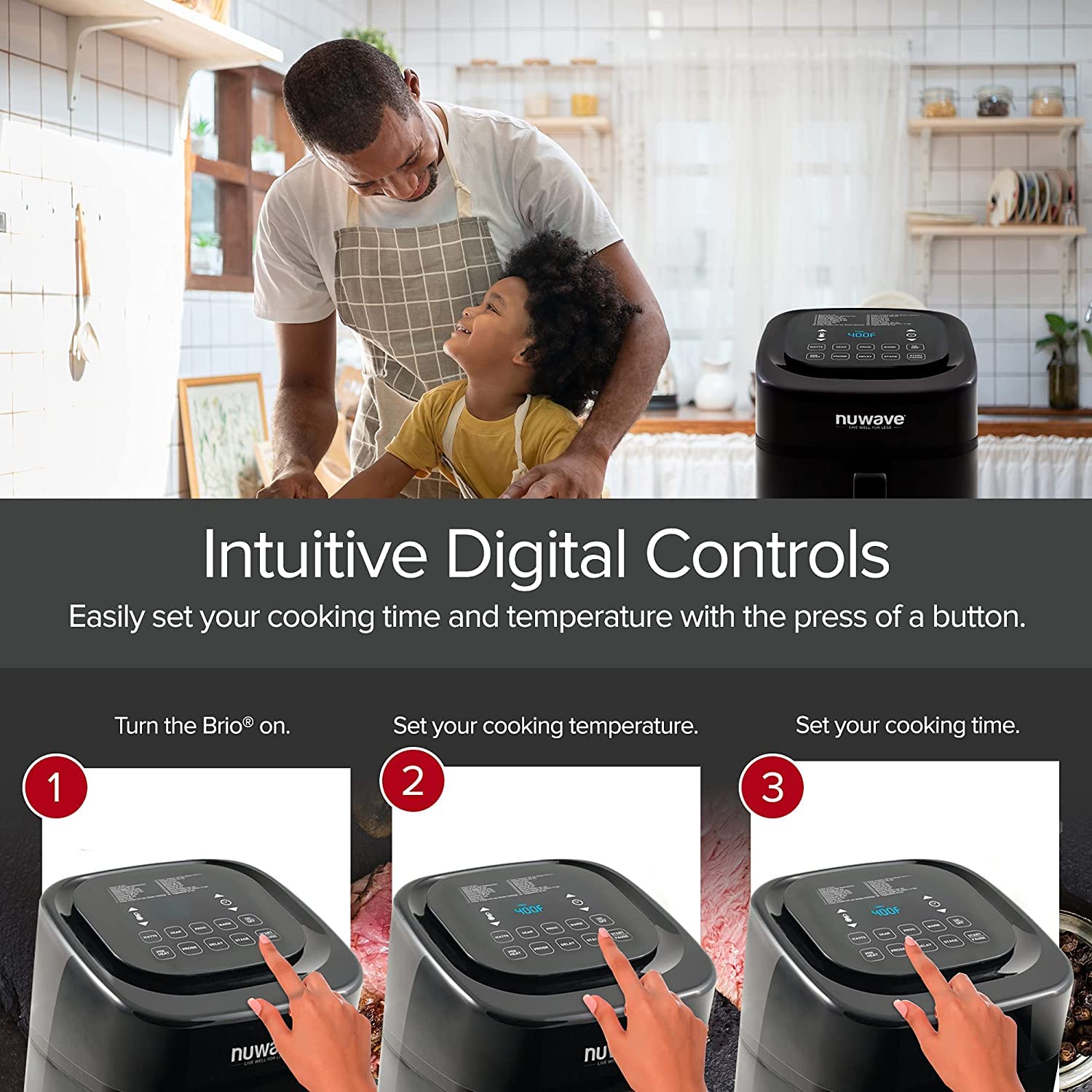 Foto 6 pulgar | Freidora Nuwave Brio De 6 Litros Con Controles De Sonda De Un Toque, Color Negro - Venta Internacional.