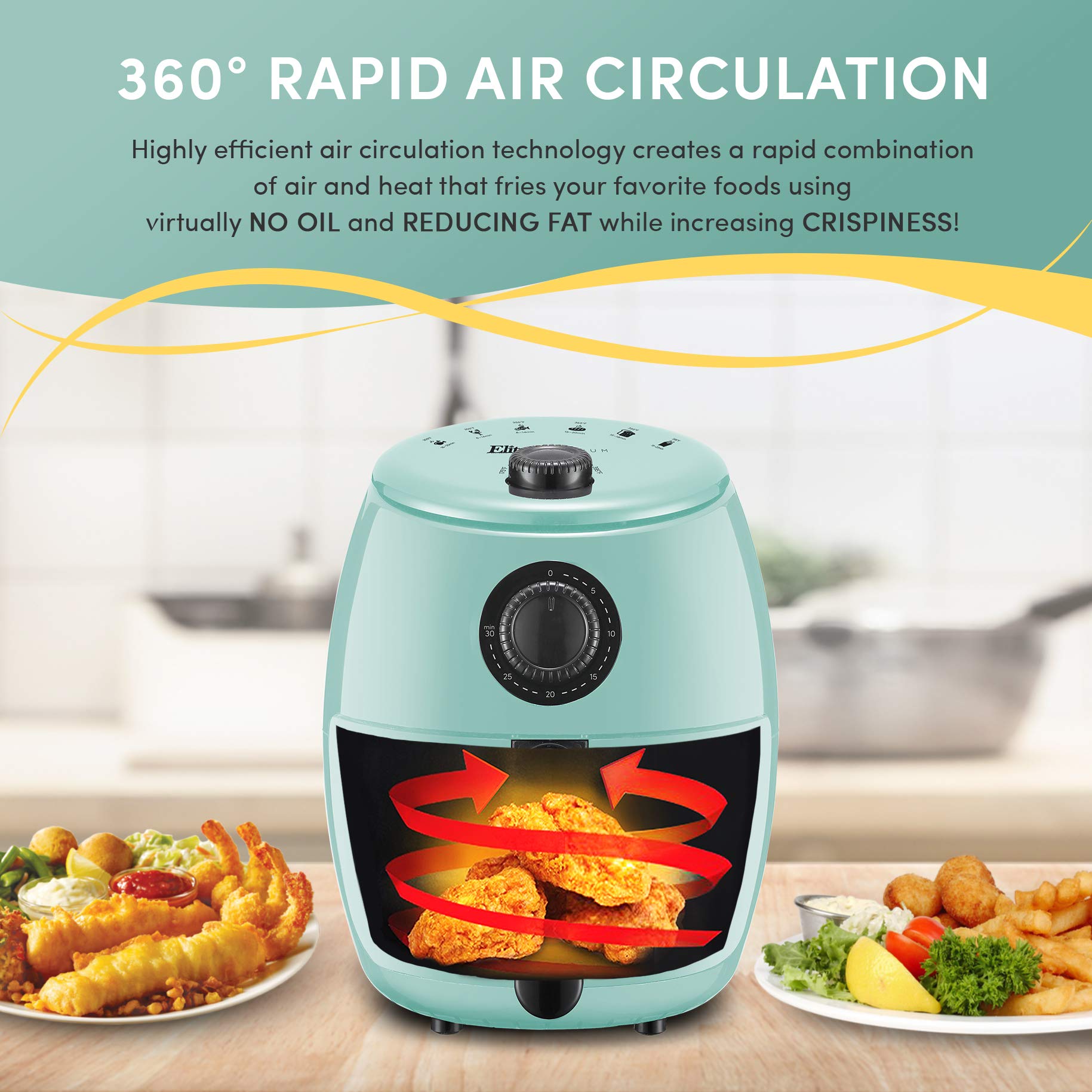 Foto 2 | Freidora Eléctrica De Aire Caliente Elite Gourmet Eaf0201blx 2.1l 1000w - Venta Internacional.