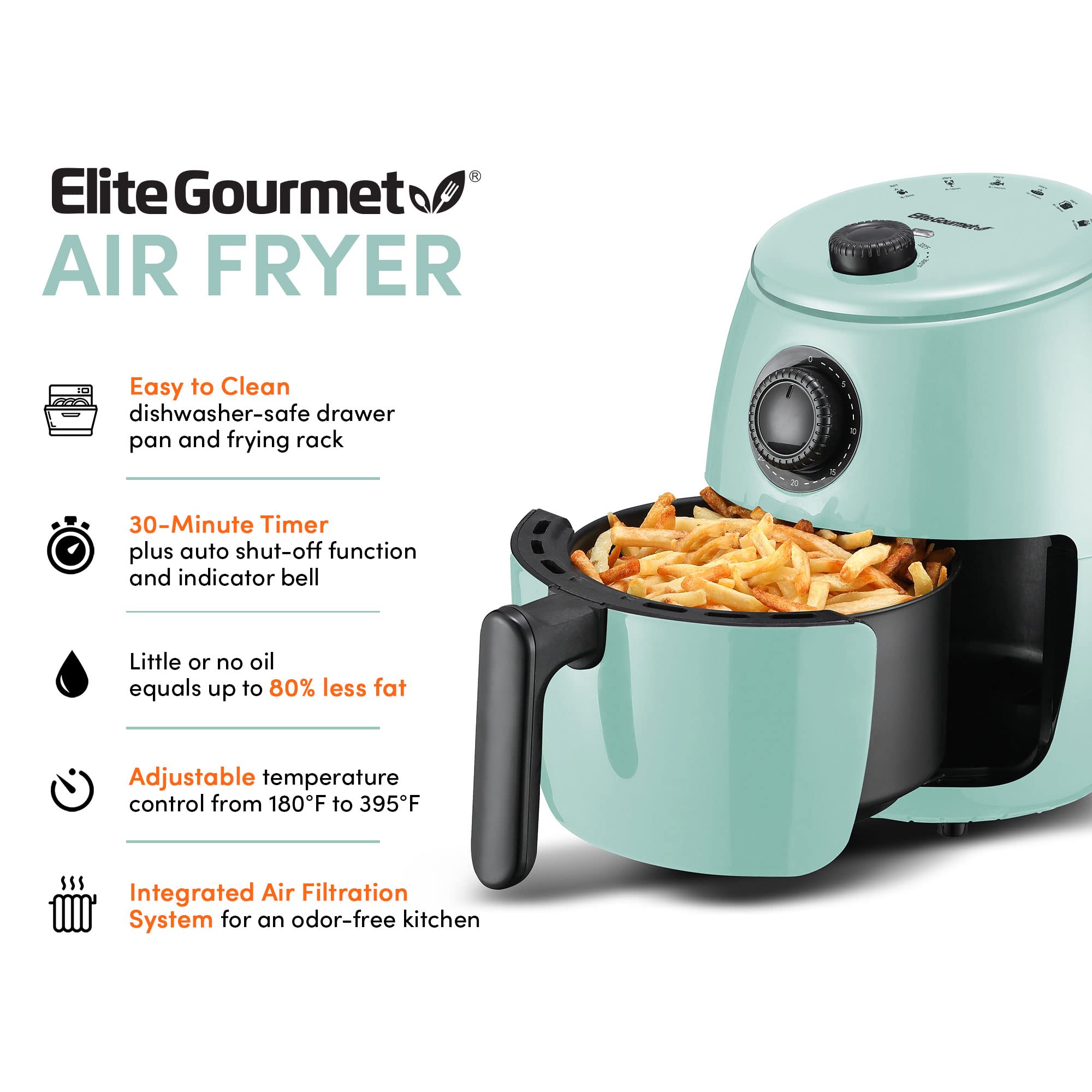 Foto 6 pulgar | Freidora Eléctrica De Aire Caliente Elite Gourmet Eaf0201blx 2.1l 1000w - Venta Internacional.