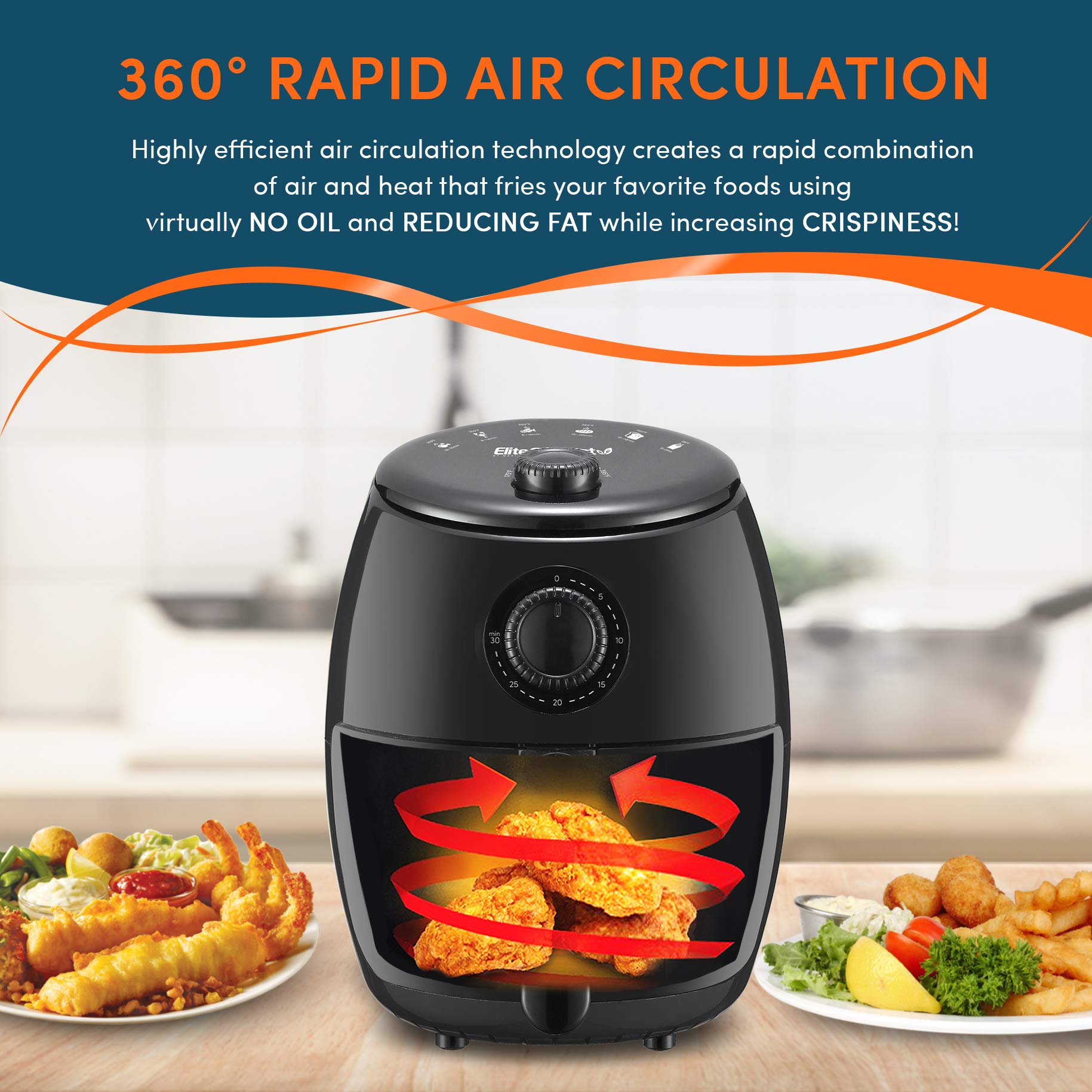 Foto 3 pulgar | Air Fryer Elite Gourmet Eaf-0201, 2.1 L, 1000 W, Temporizador Y Controles De Temperatura - Venta Internacional.