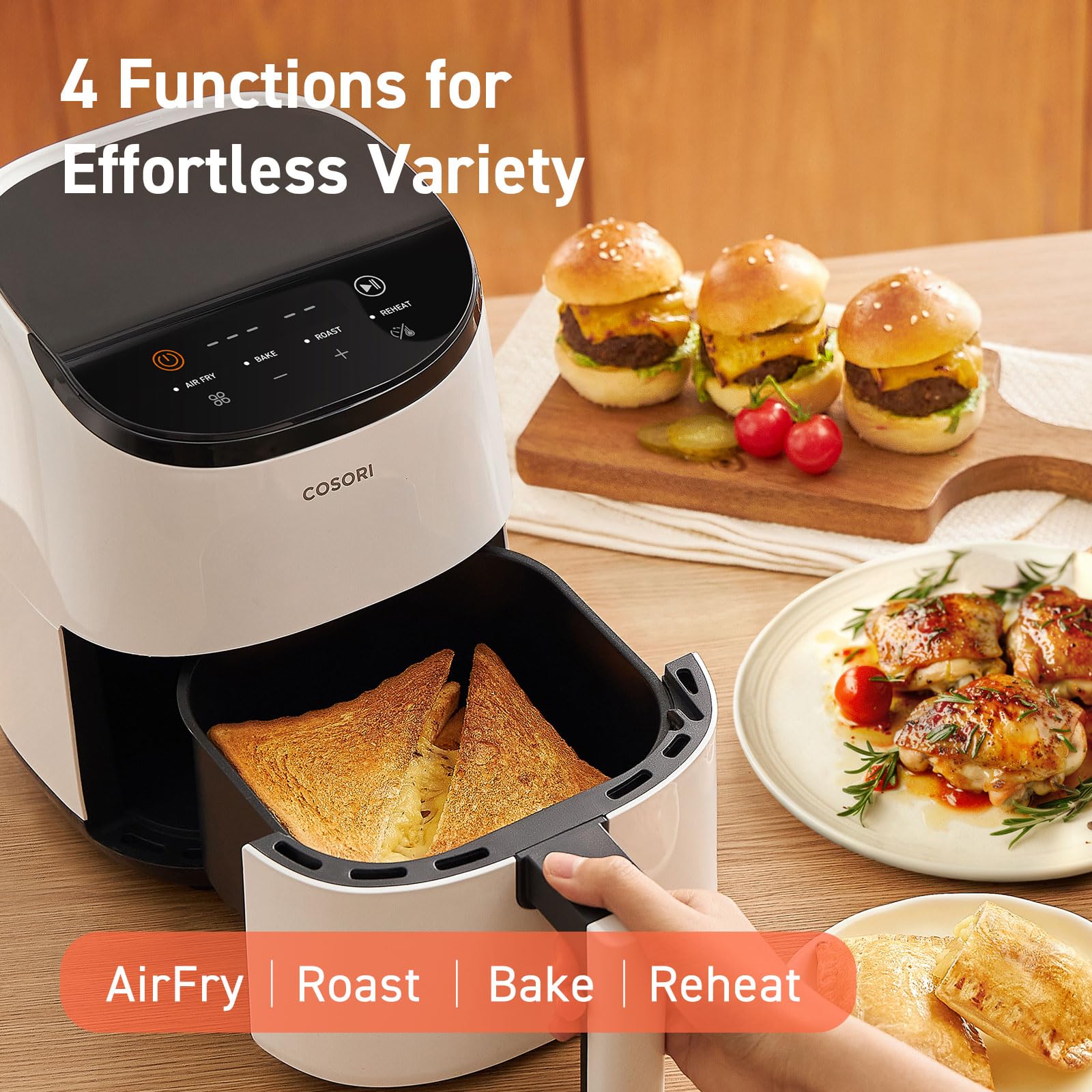 Foto 5 pulgar | Air Fryer Cosori, 2.1 L, 4 En 1, Horneado Y Asado, Recalentado, Blanco, 900 W - Venta Internacional.