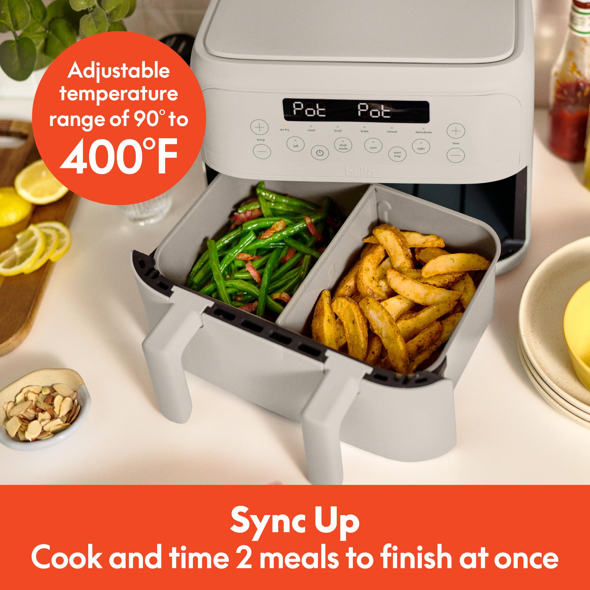 Foto 3 pulgar | Air Fryer Bella Trizone 4l Evergood Ceramic Antiadherente Con Leche De Avena - Venta Internacional.