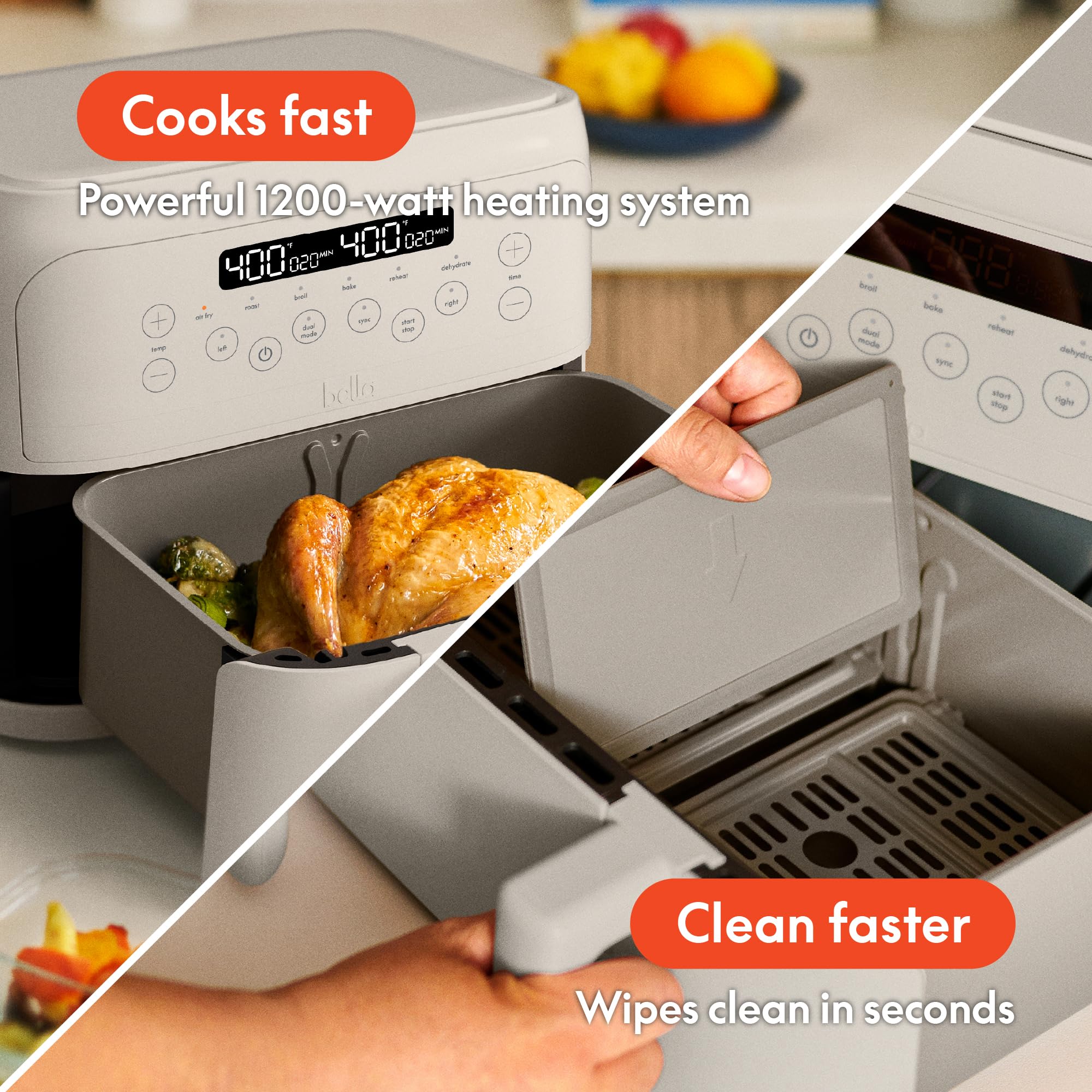 Foto 6 pulgar | Air Fryer Bella Trizone 4l Evergood Ceramic Antiadherente Con Leche De Avena - Venta Internacional.