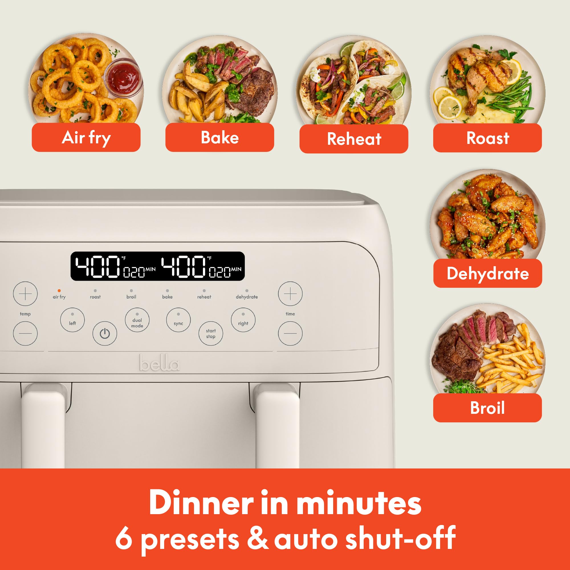 Foto 7 pulgar | Air Fryer Bella Trizone 4l Evergood Ceramic Antiadherente Con Leche De Avena - Venta Internacional.