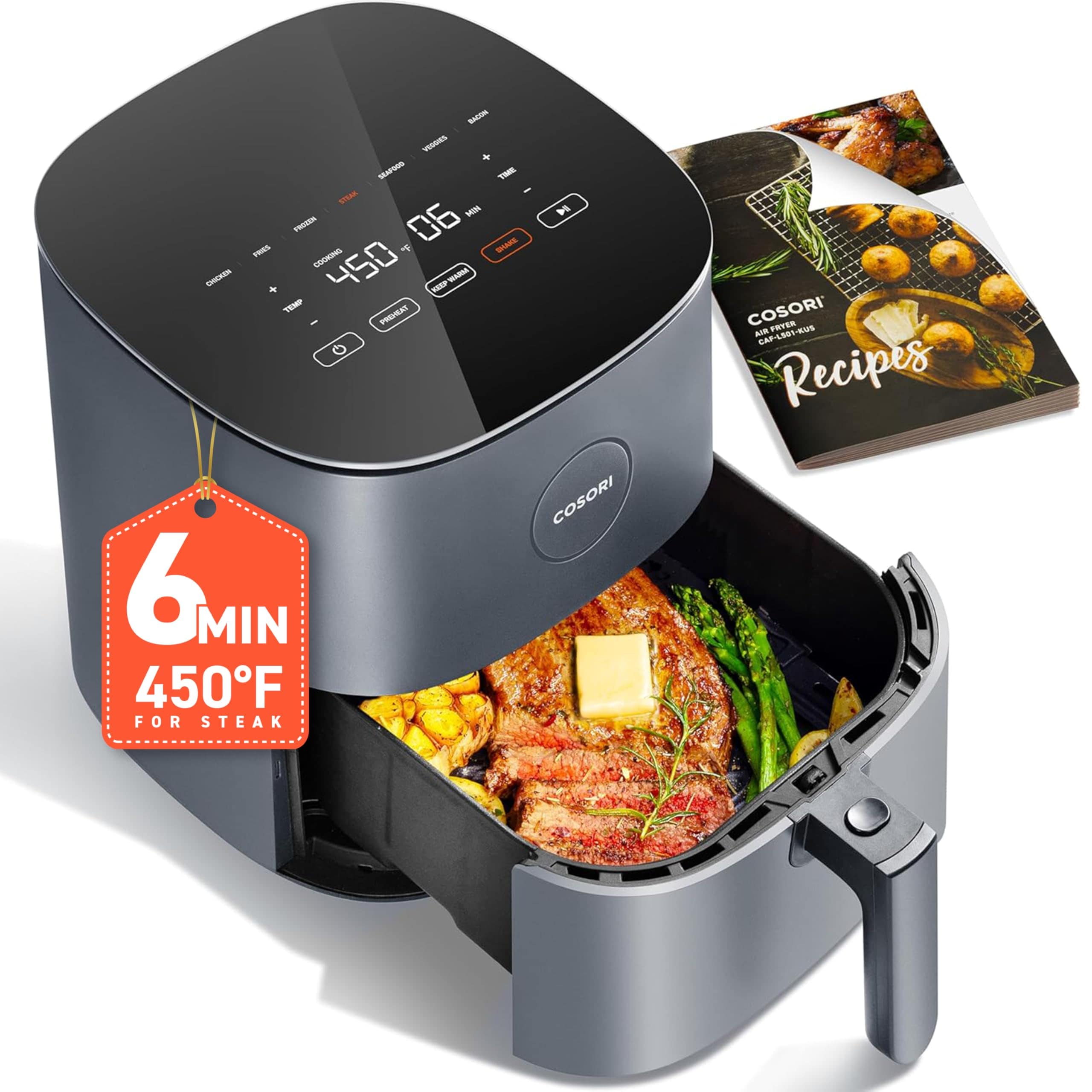 Freidora Cosori, 5 Litros, 9 En 1, Con Más De 130 Recetas, 450 °f Como Máximo, Color Gris - Venta Internacional. $2,958