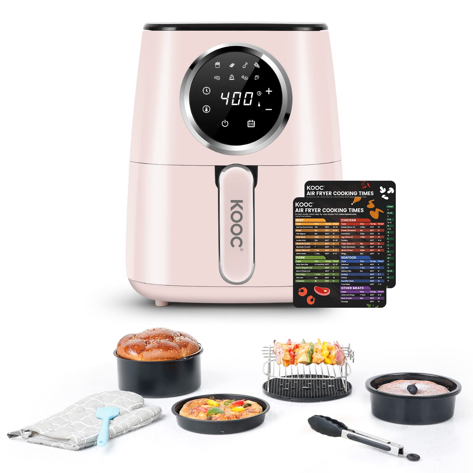 [freidora] Horno Caliente Eléctrico Kooc Buddy Group, Grande, 4,5 L, Rosa - Venta Internacional. $4,353