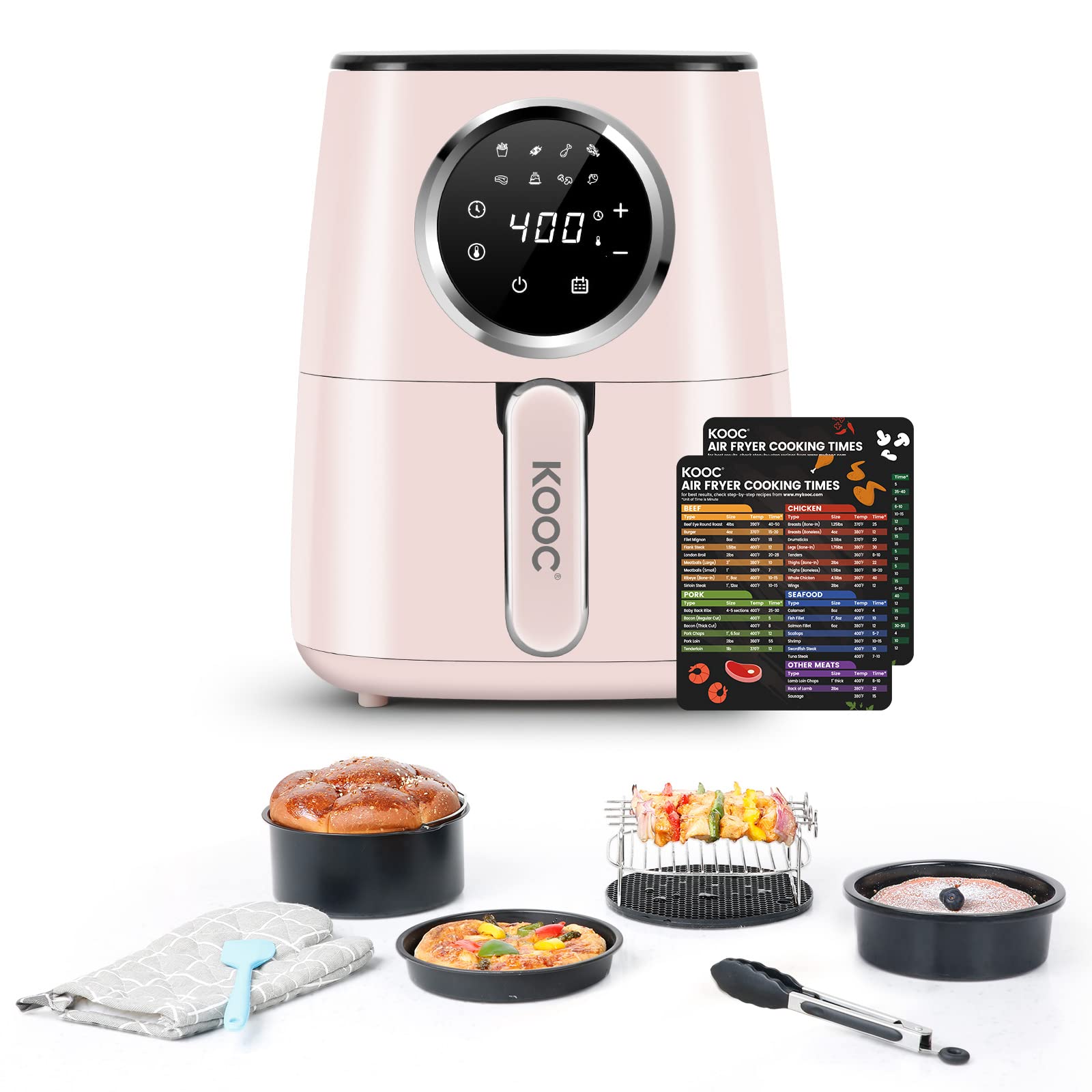 [freidora] Horno Caliente Eléctrico Kooc Buddy Group, Grande, 4,5 L, Rosa - Venta Internacional.