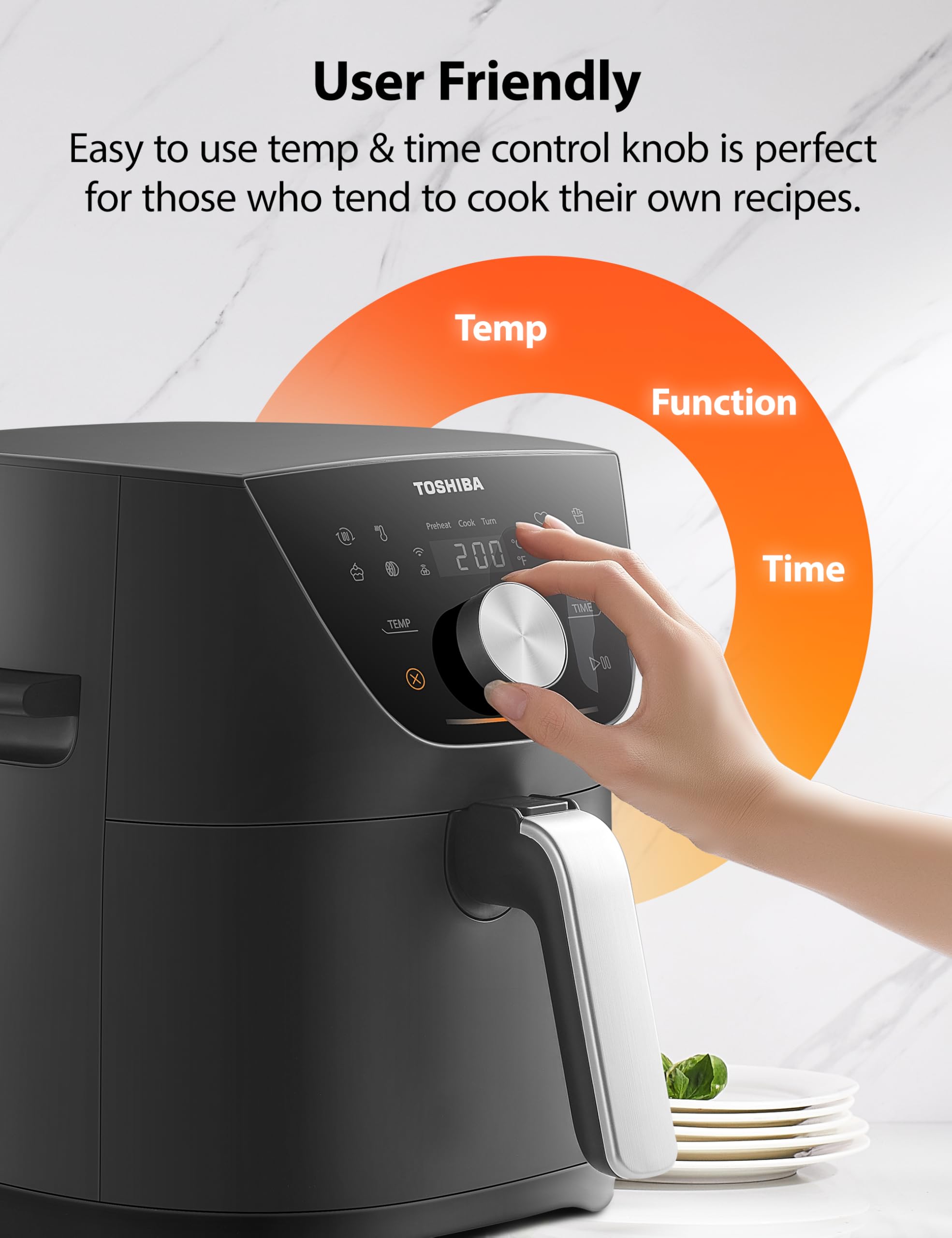 Foto 7 pulgar | Freidora Toshiba 5.5 Qt Con Tecnología Heat-q Con Un 90% Menos De Aceite - Venta Internacional.