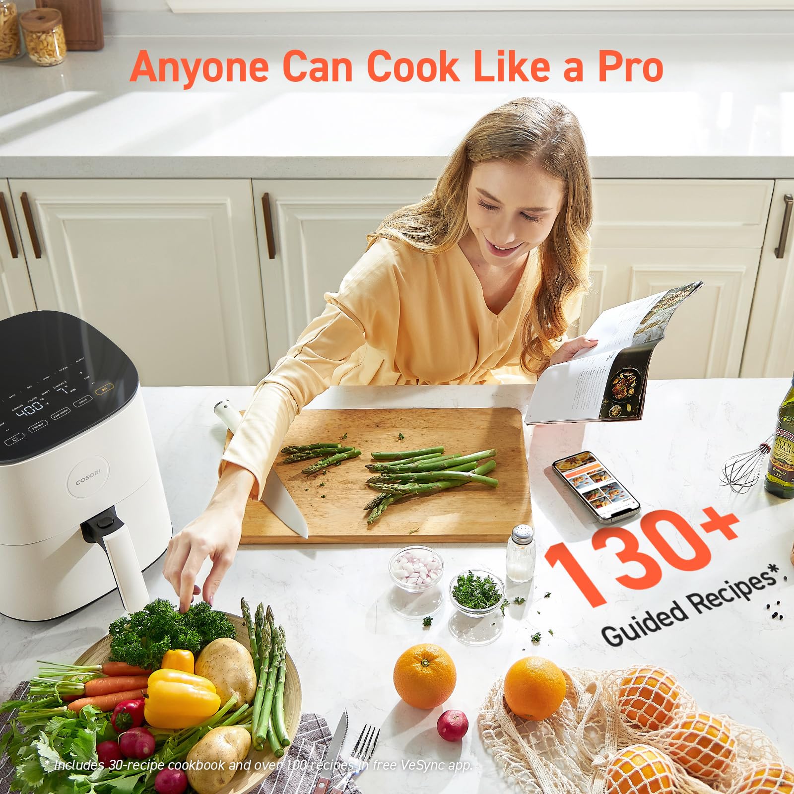 Foto 6 pulgar | Freidora Cosori Air Fryer Pro Le De 5 Cuartos De Galón Con 20 Forros, Color Blanco - Venta Internacional.