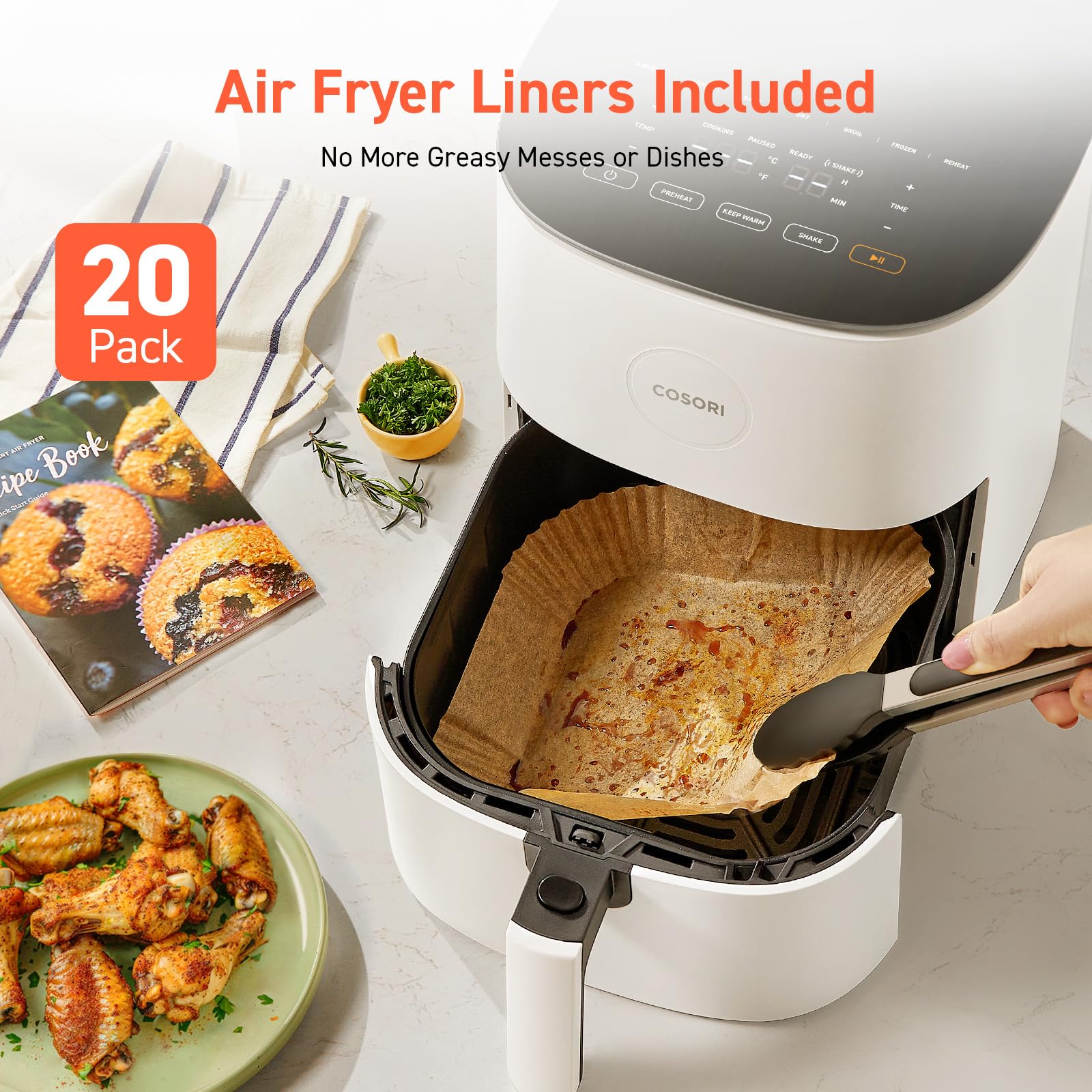 Foto 8 pulgar | Freidora Cosori Air Fryer Pro Le De 5 Cuartos De Galón Con 20 Forros, Color Blanco - Venta Internacional.