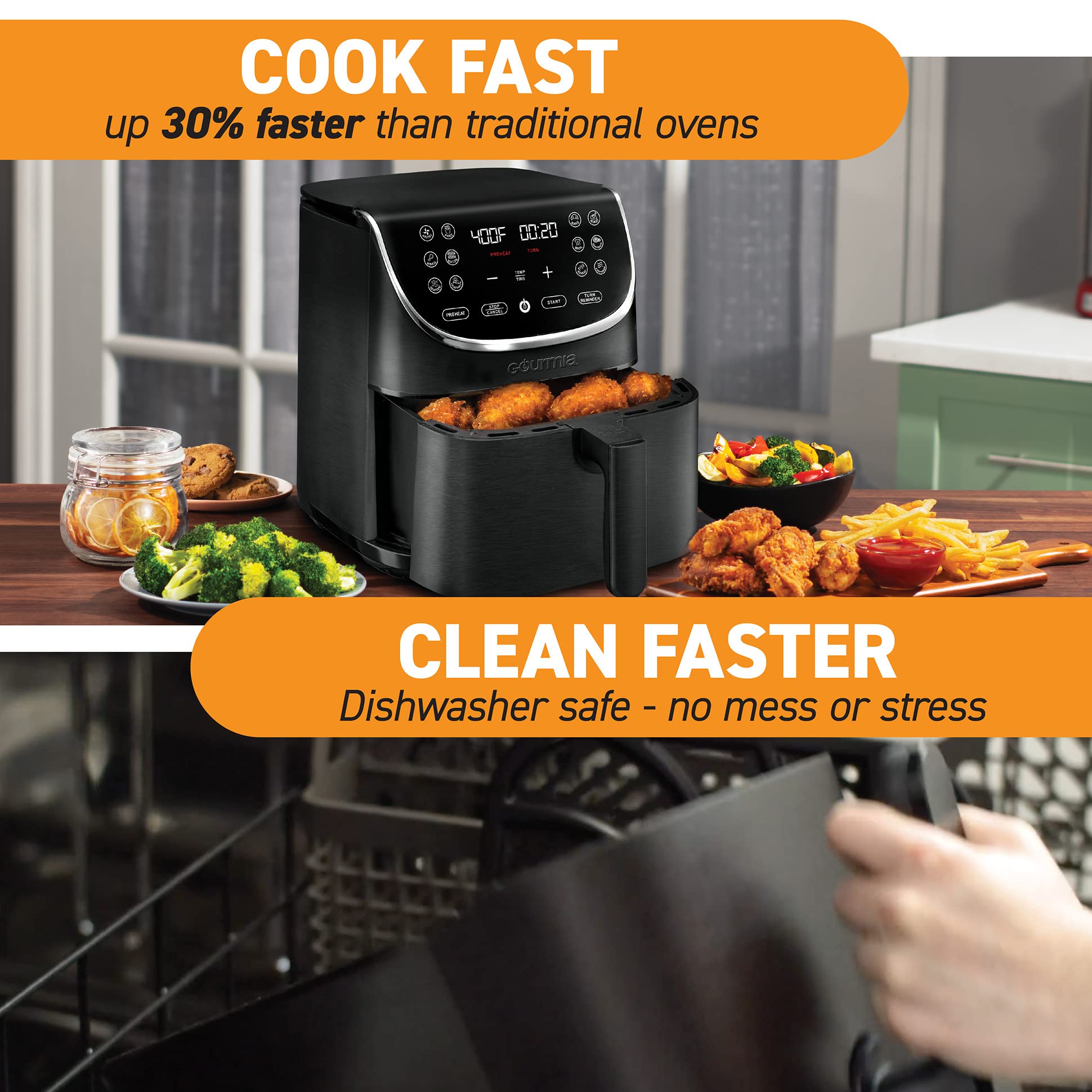 Foto 3 | Horno Air Fryer Gourmia Gaf716 7l 1700w 12 Presets Negro - Venta Internacional