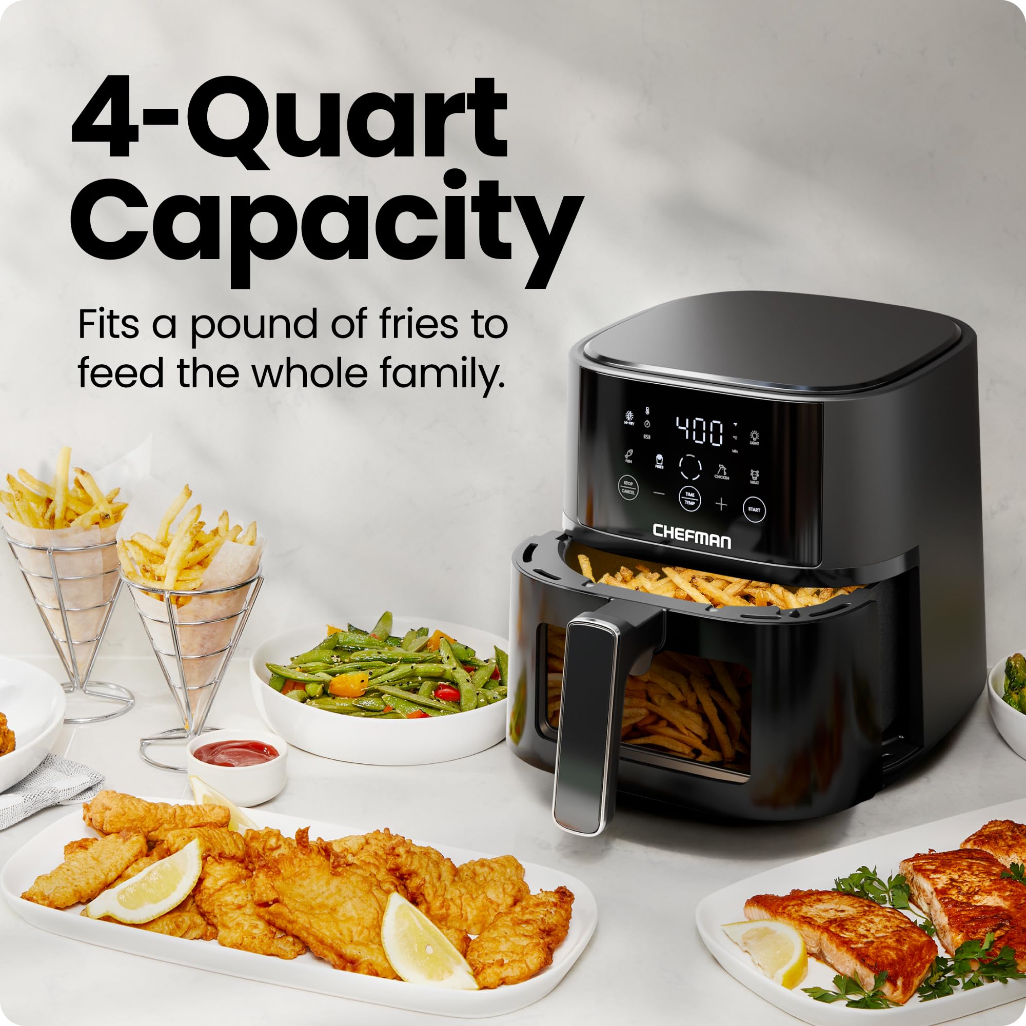 Foto 4 pulgar | Air Fryer Chefman 4 L Tecnología Hi-fry Antiadherente Negro - Venta Internacional