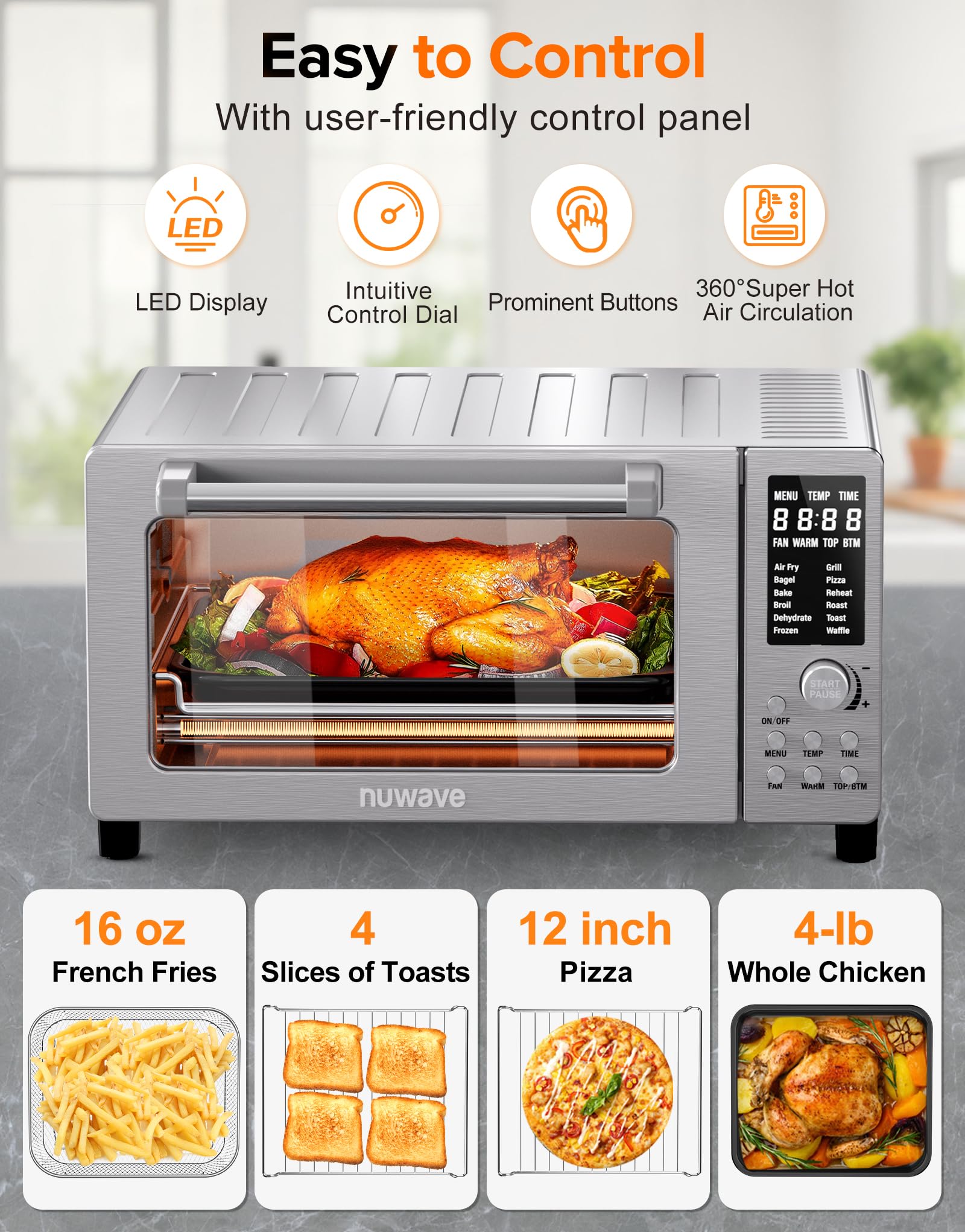 Foto 6 | Combinación de Horno Tostador Y Freidora Nuwave Bravo Pro Smart 21l - Venta Internacional