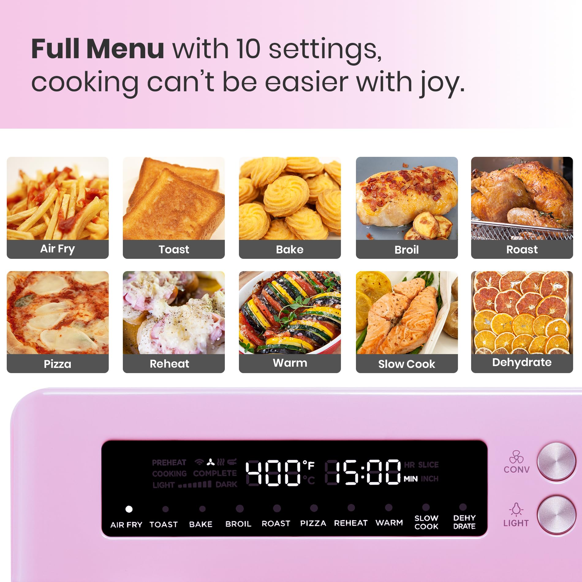 Foto 3 pulgar | Horno Tostador Air Fryer Val Cucina Estilo Retro 10 en 1 Rosa - Venta Internacional