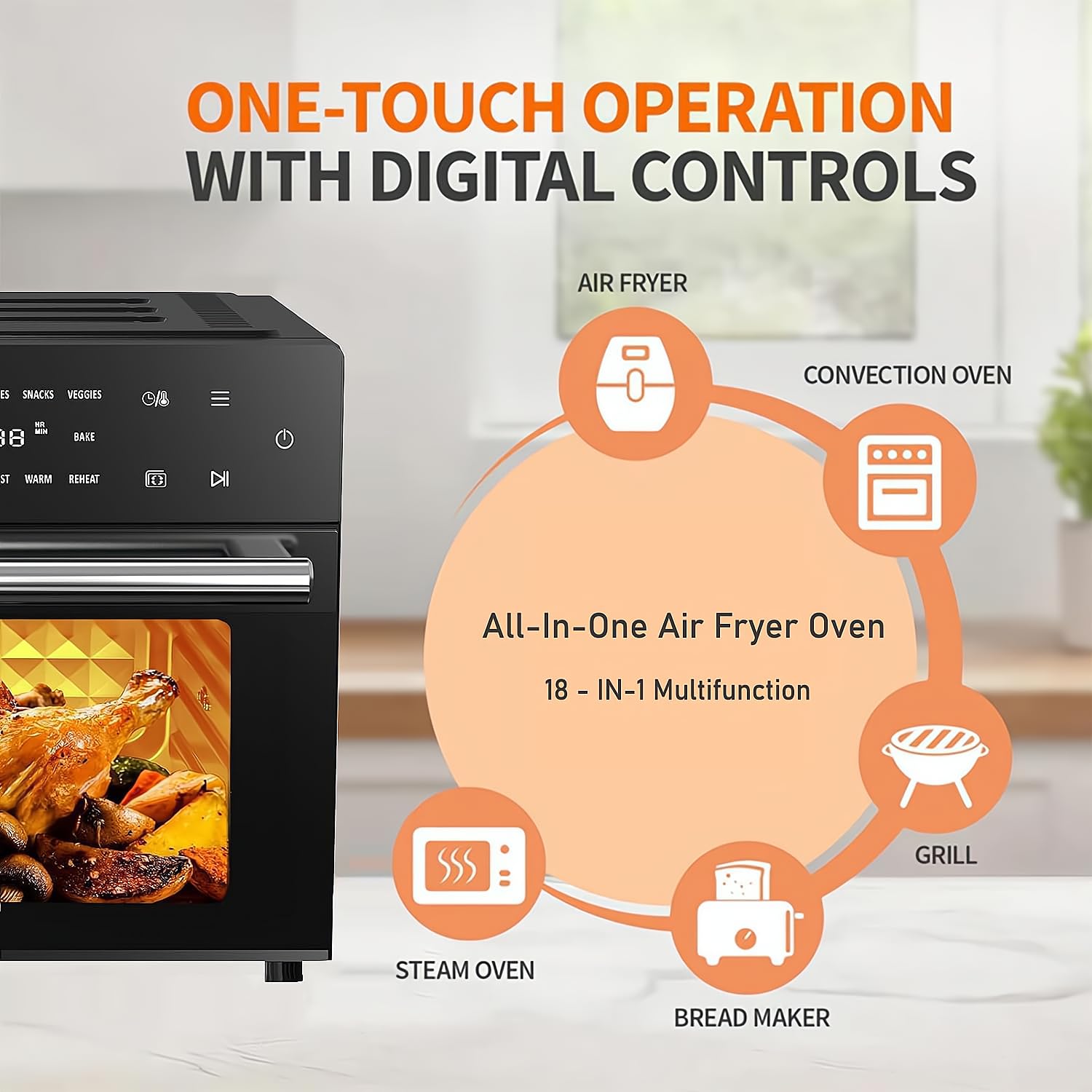 Foto 3 pulgar | Horno Tostador Kitchen in the box 32 L 1800 W 18 En 1 - Venta Internacional