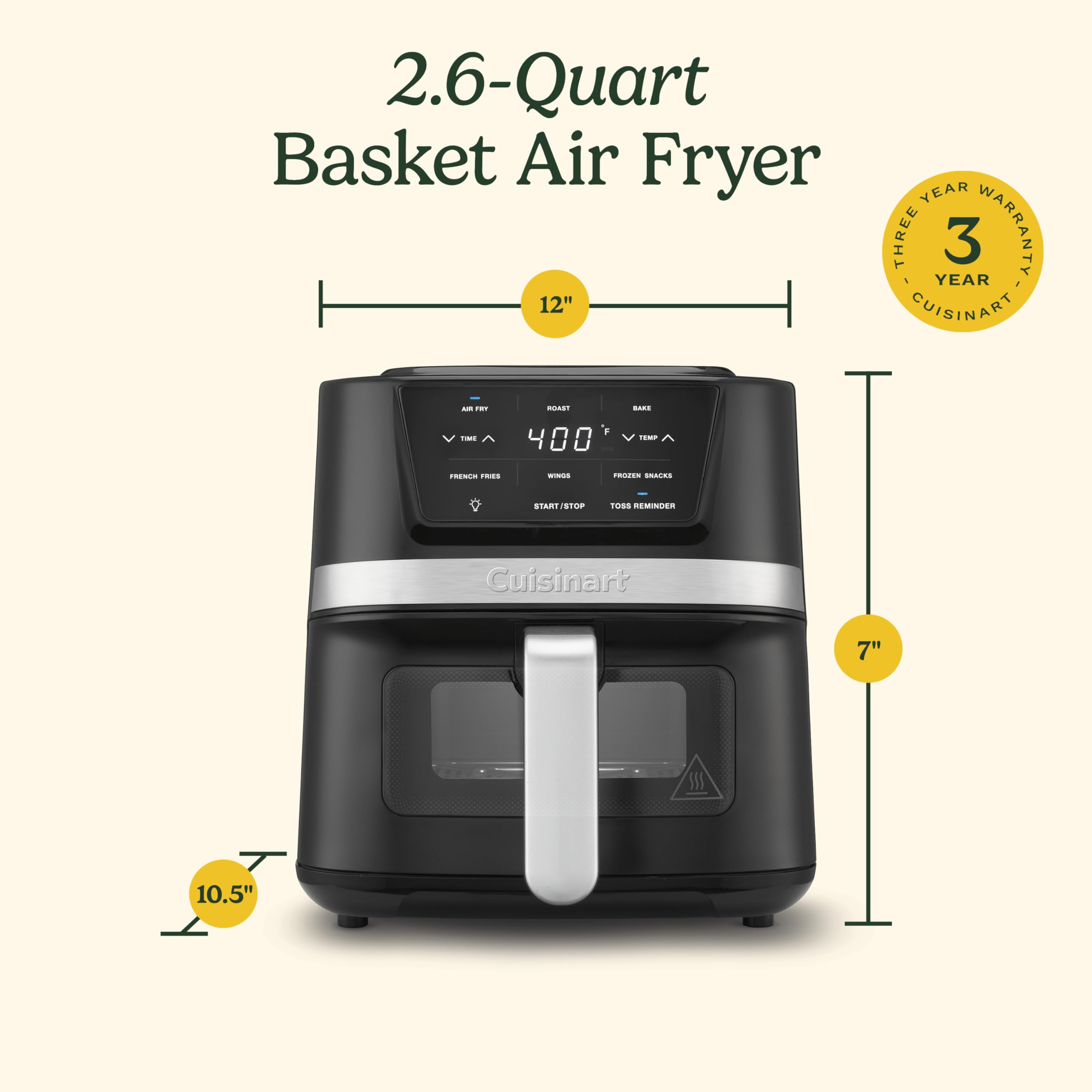 Foto 8 pulgar | Horno Air Fryer Cuisinart Air-80 2.6l Negro Acero Inoxidable - Venta Internacional