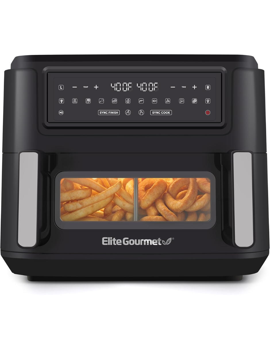 Foto 2 pulgar | Horno Freidora Elite Gourmet 10.4 l Capacidad Doble Zona  Negro