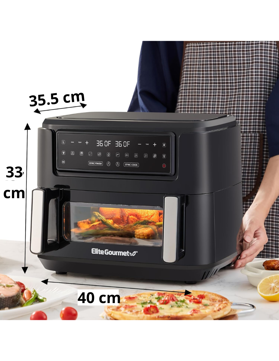 Foto 4 pulgar | Horno Freidora Elite Gourmet 10.4 l Capacidad Doble Zona  Negro