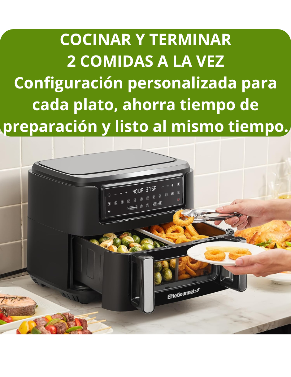 Foto 5 pulgar | Horno Freidora Elite Gourmet 10.4 l Capacidad Doble Zona  Negro
