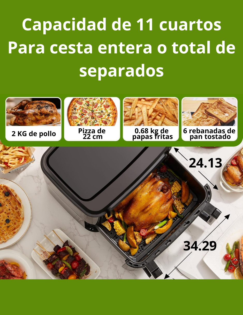 Foto 6 pulgar | Horno Freidora Elite Gourmet 10.4 l Capacidad Doble Zona  Negro
