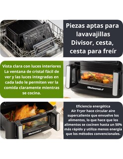 Foto 6 | Horno Freidora Elite Gourmet 10.4 l Capacidad Doble Zona Negro