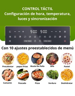 Foto 7 | Horno Freidora Elite Gourmet 10.4 l Capacidad Doble Zona Negro