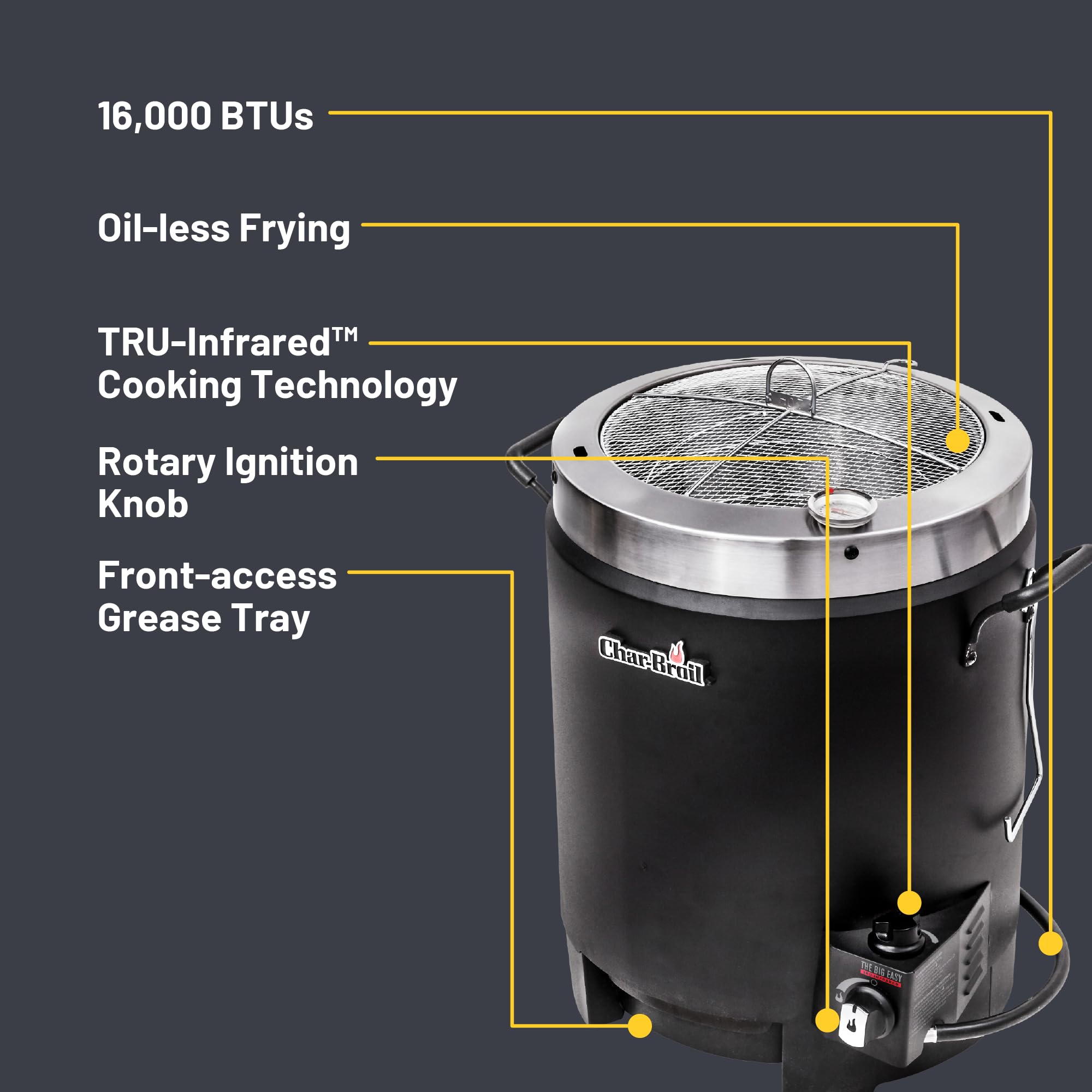 Foto 3 pulgar | Freidora De Pavo Char-broil The Big Easy Tru-infrared Negra - Venta Internacional.