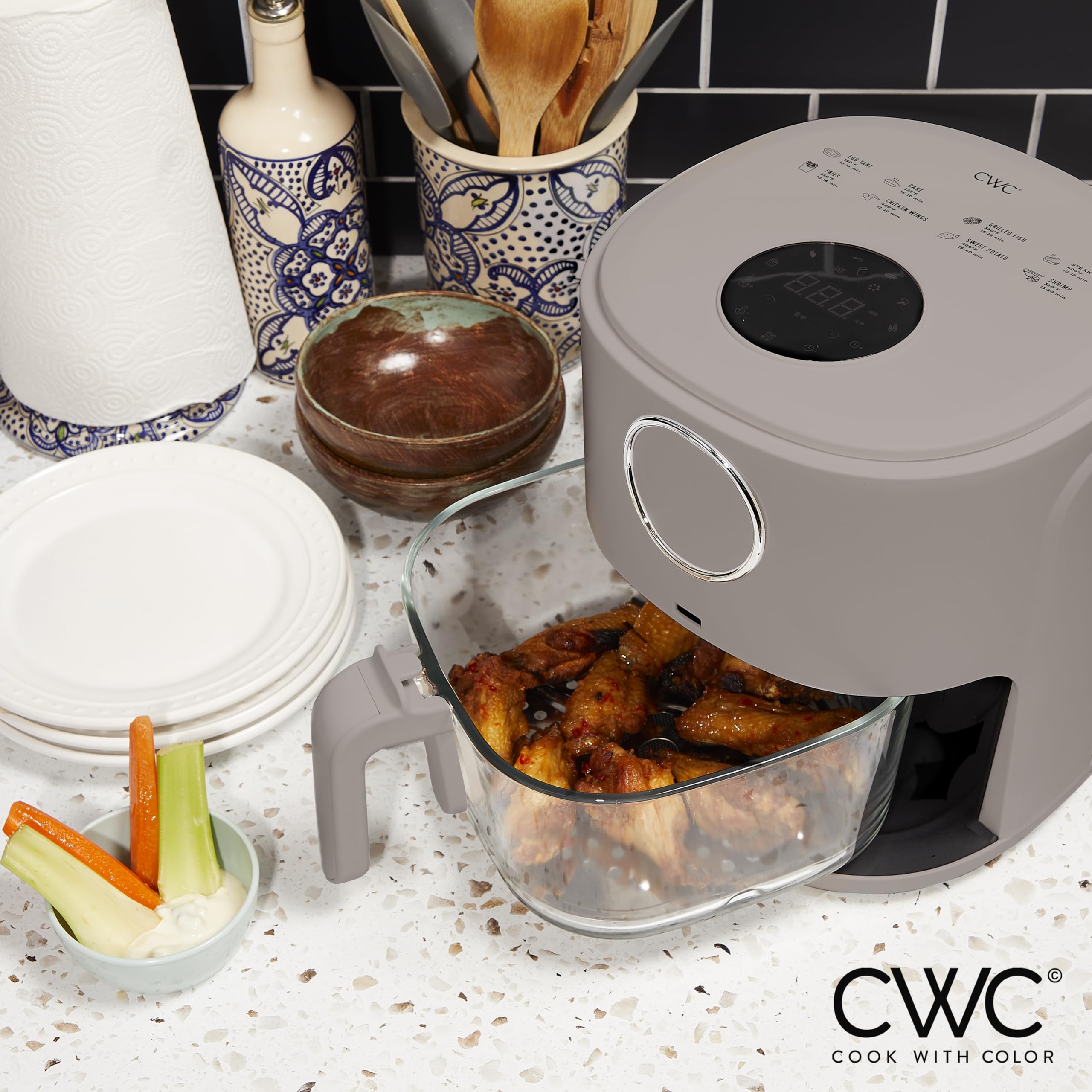 Foto 5 pulgar | Air Fryer Cook Con Color, 1200 W, 4 Litros, Cesta De Vidrio Con Diseño Elegante - Venta Internacional.