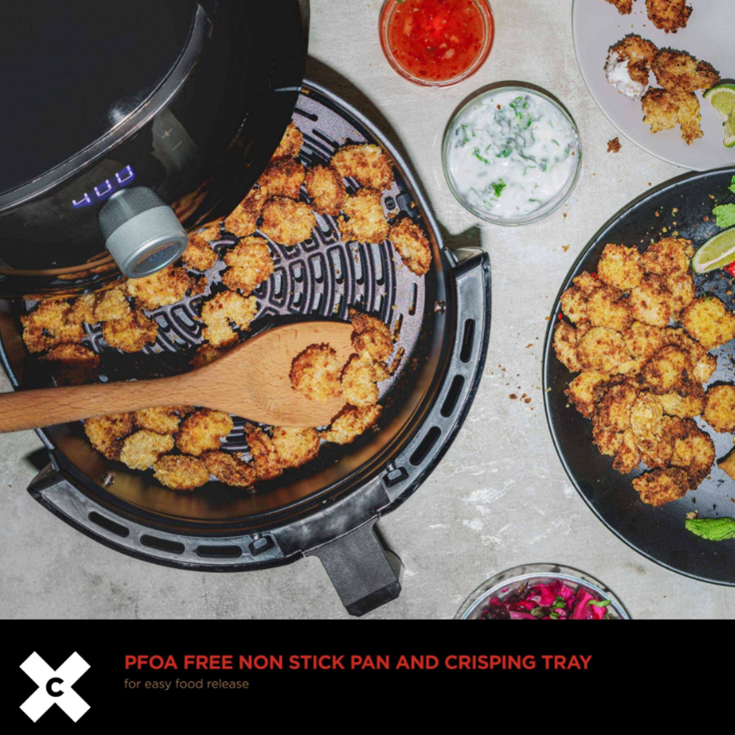 Foto 7 pulgar | Air Fryer Crux Digital con Sartén Antiadherente Negro - Venta Internacional