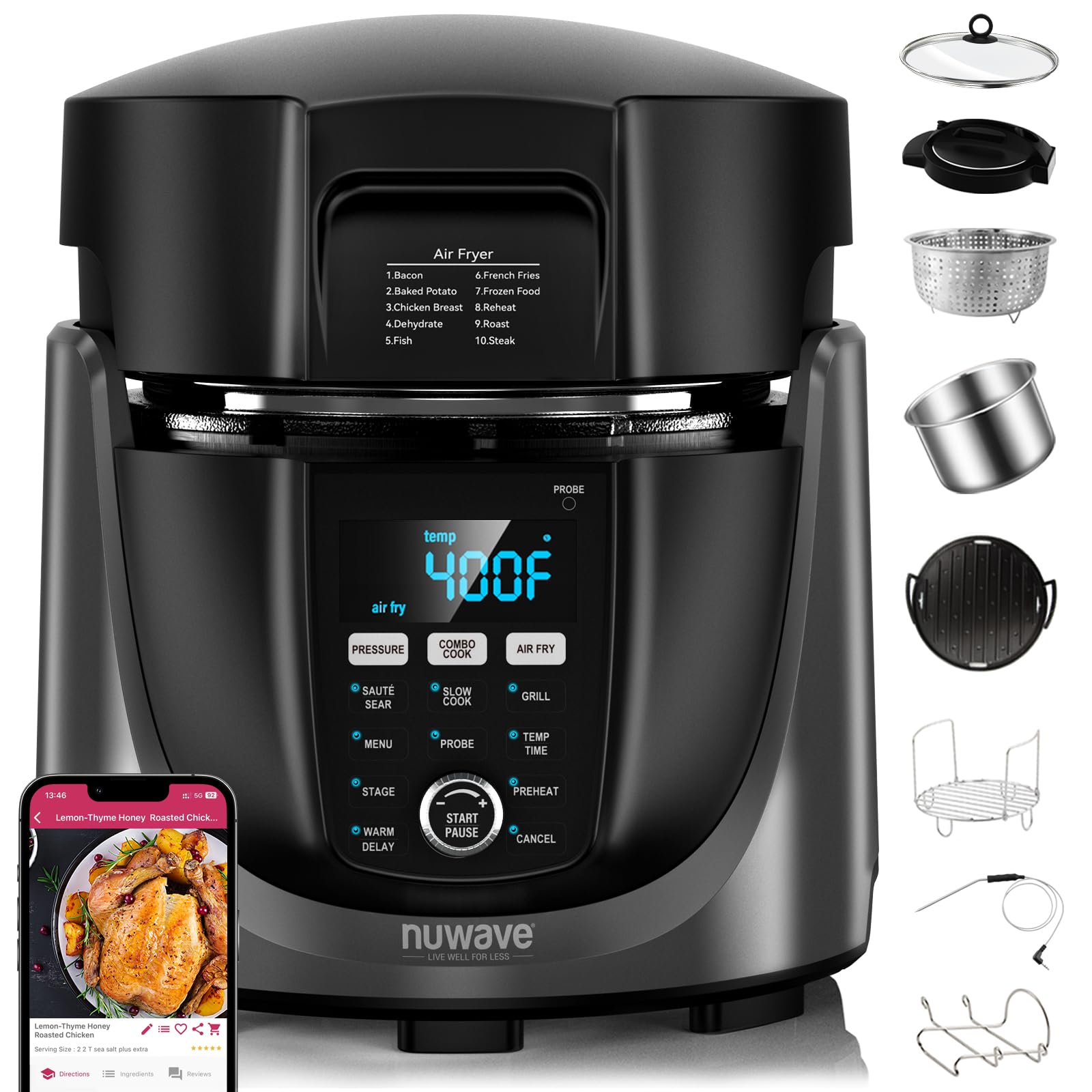 Foto 1 | Combo De Olla A Presión Eléctrica Y Freidora Nuwave Duet 6l - Venta Internacional.