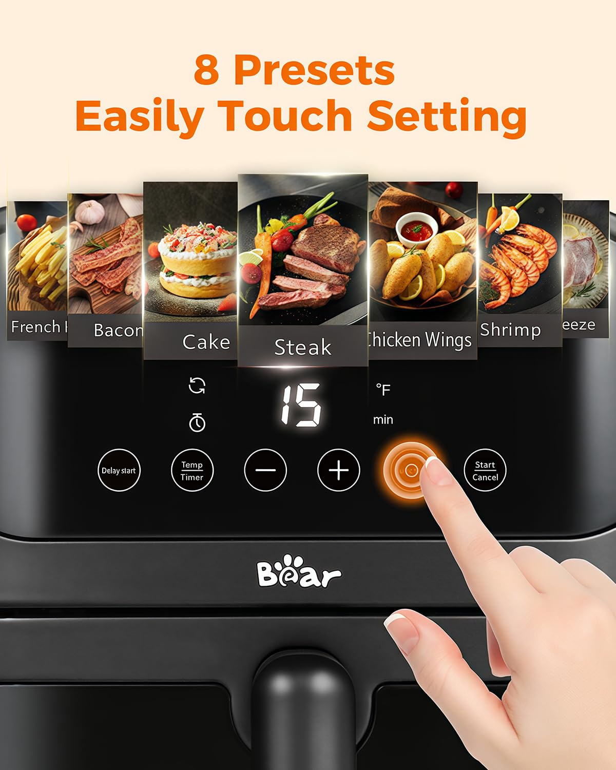 Foto 5 pulgar | Air Fryer Bear 6.4 L 8 en 1 Ajustable con Libro de Cocina - Venta Internacional
