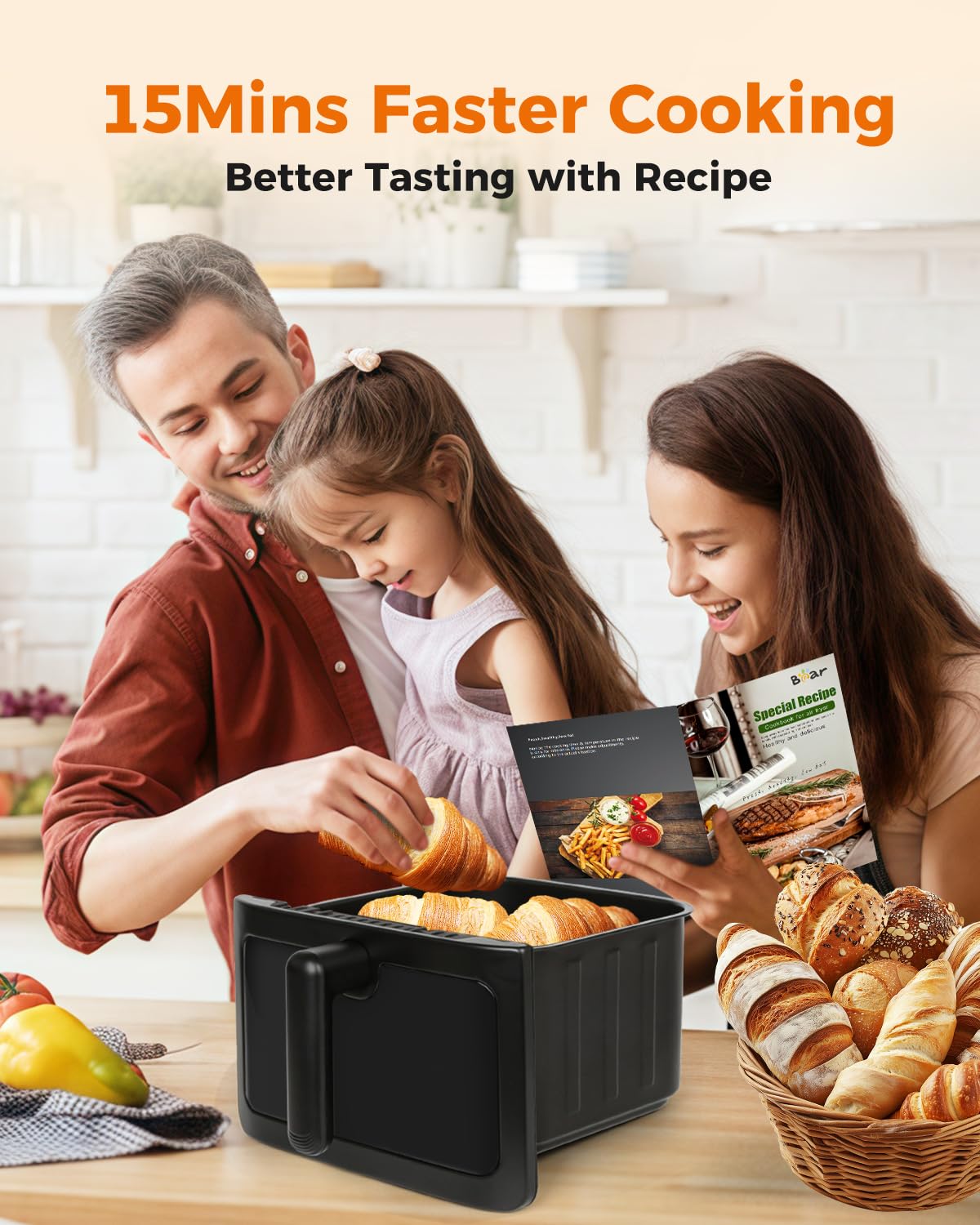 Foto 7 pulgar | Air Fryer Bear 6.4 L 8 en 1 Ajustable con Libro de Cocina - Venta Internacional