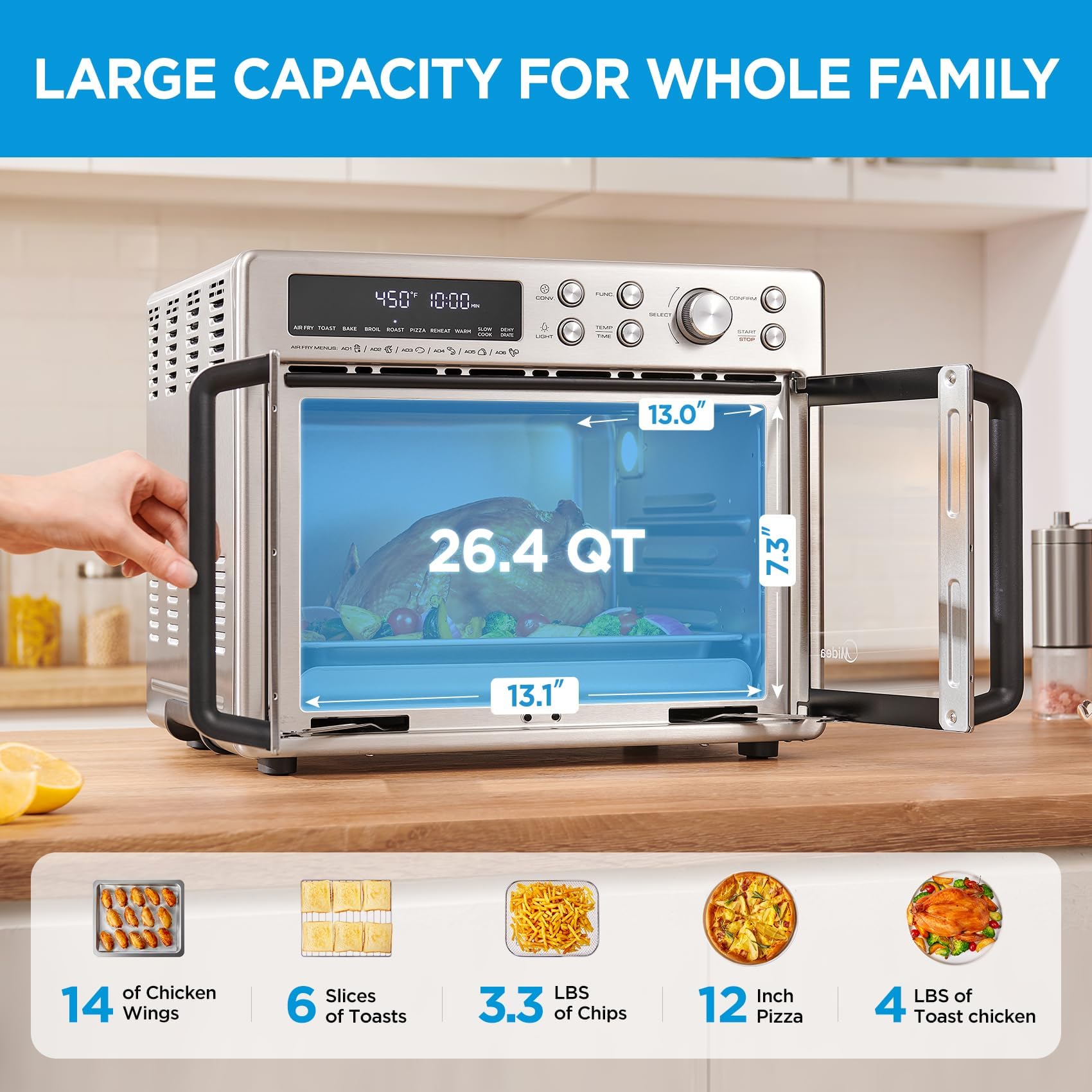 Foto 5 pulgar | Horno Tostador / Freidora Midea Flexify 26,4 L - Venta Internacional