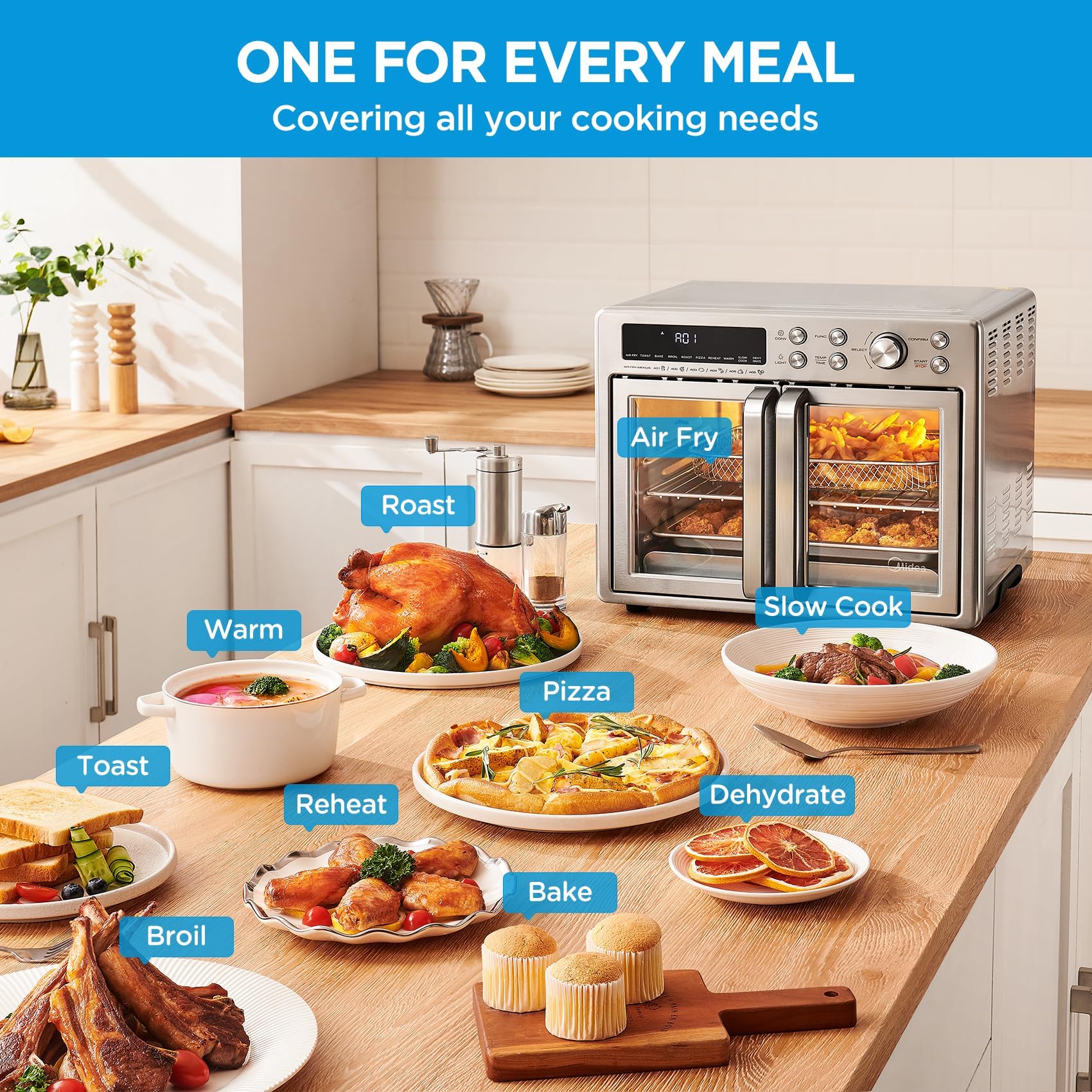 Foto 8 pulgar | Horno Tostador / Freidora Midea Flexify 26,4 L - Venta Internacional