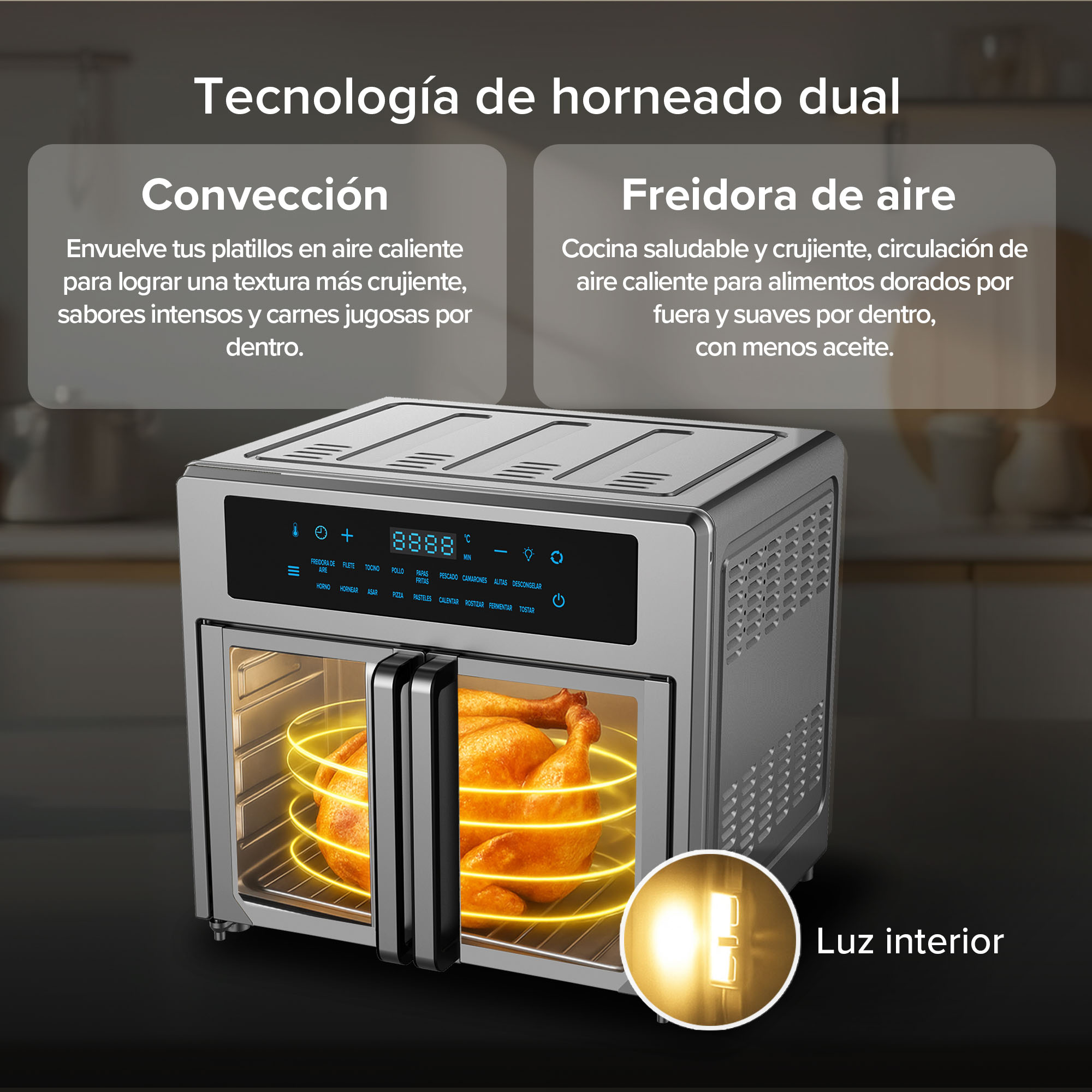 Foto 7 pulgar | Freidora de Aire y Horno Tostador Convección Avera 24 L Hpf01 Gris
