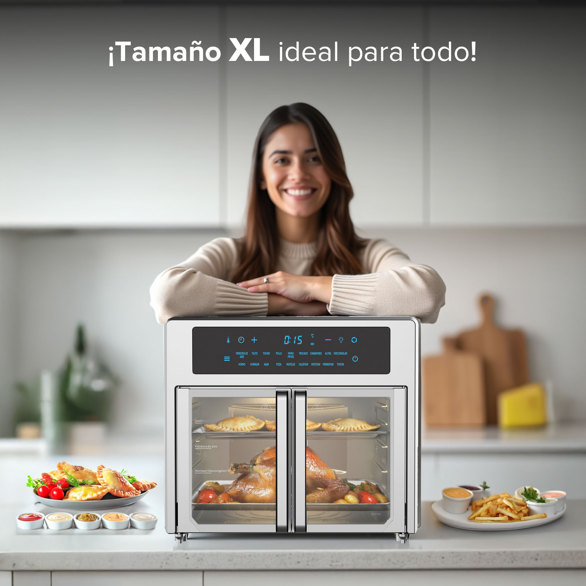Foto 8 pulgar | Freidora de Aire y Horno Tostador Convección Avera 24 L Hpf01 Gris