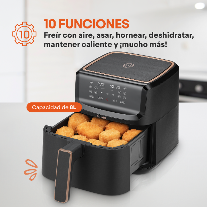 Foto 6 pulgar | Freidora De Aire Multifuncional Stylepro 8l Masterchef By Huken Mk-af-8dtv2 Negro Touch